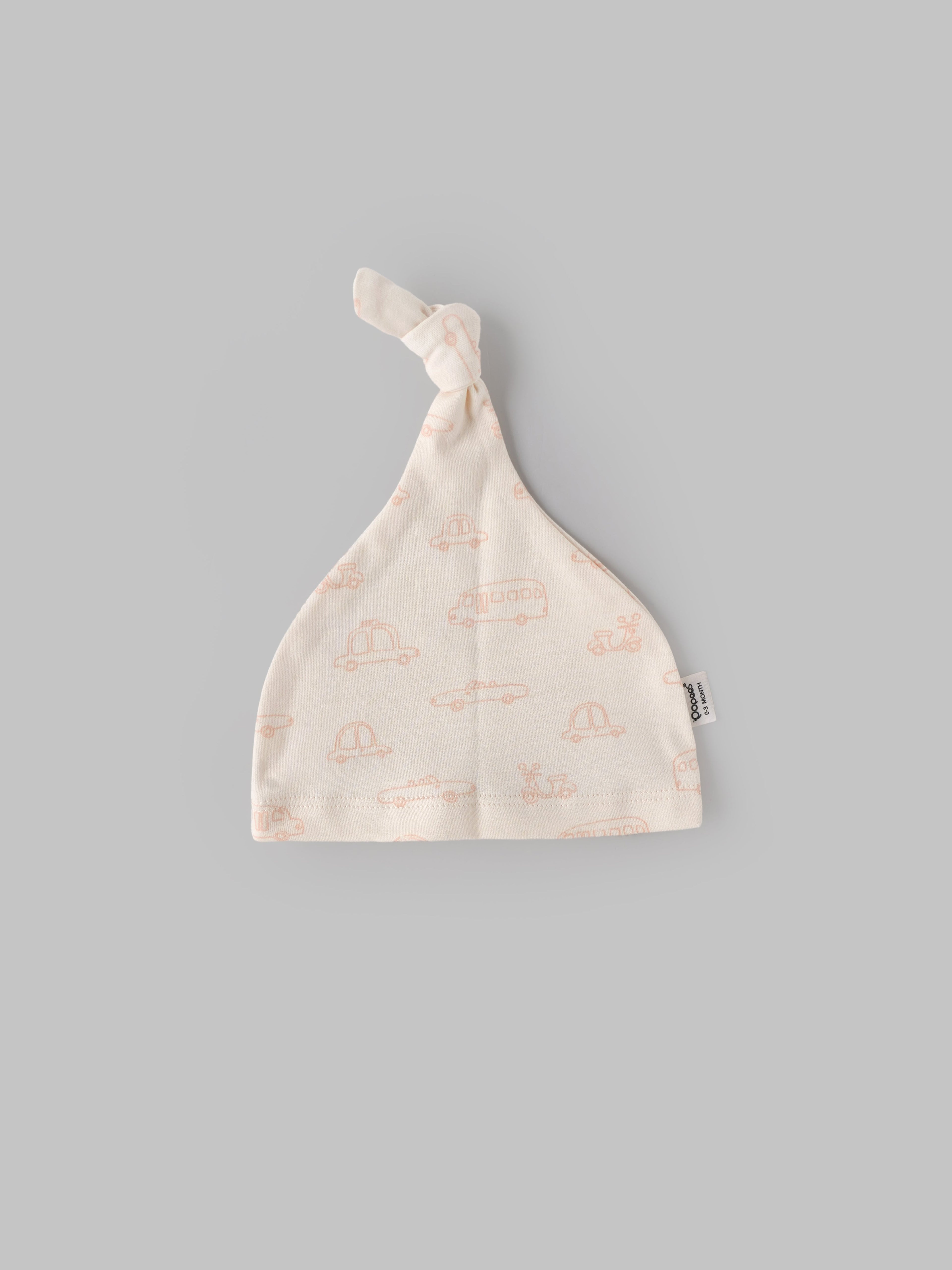 Popees Baby Vehicle Print Cotton Sleepsuit Set |Footed Romper with Cap & Mittens (Tiny Baby, New Born–6M)