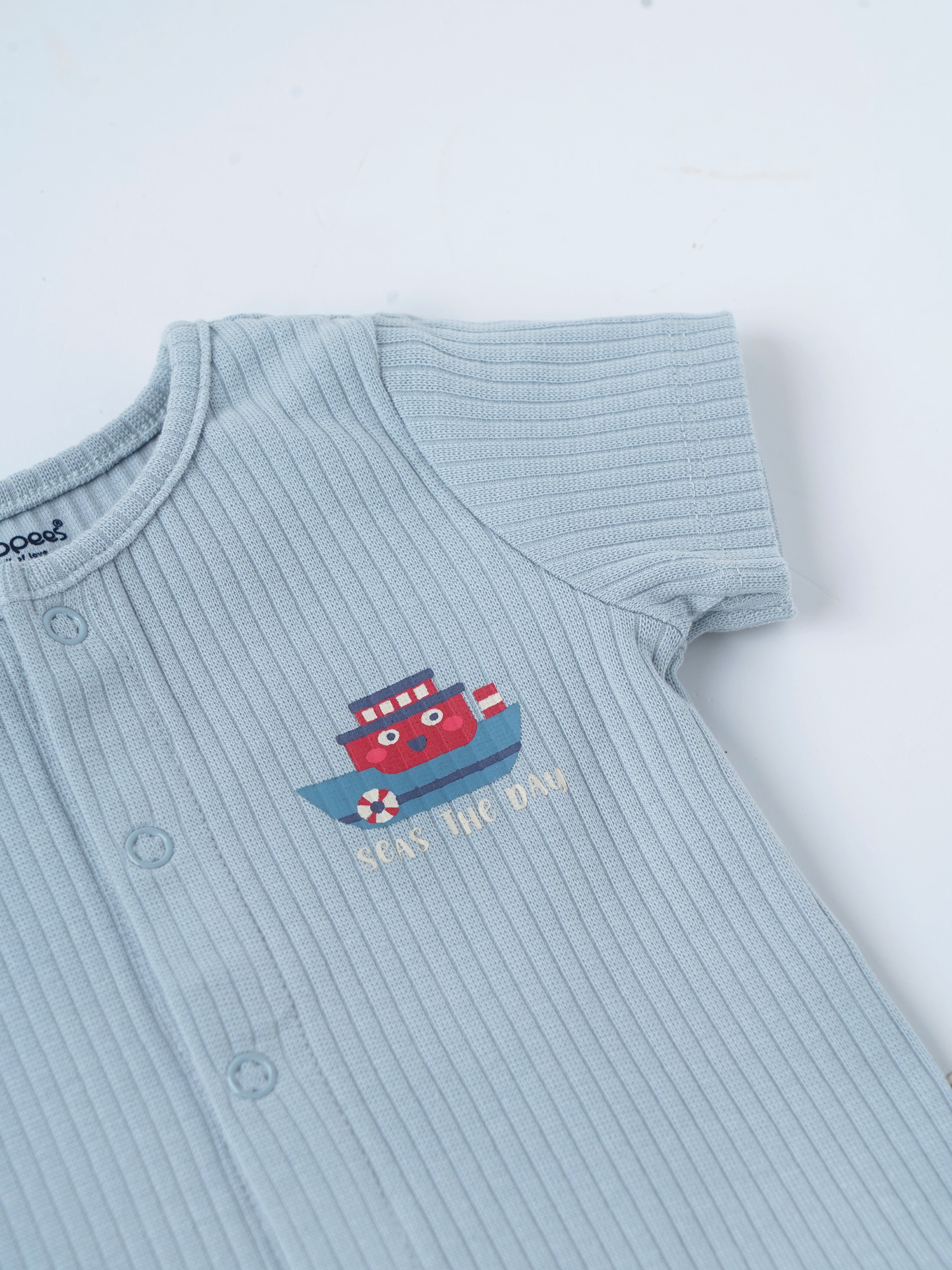 Popees Baby Boys Cotton T Shirt| Light Blue| Tiny Baby, Newborn -9 Months