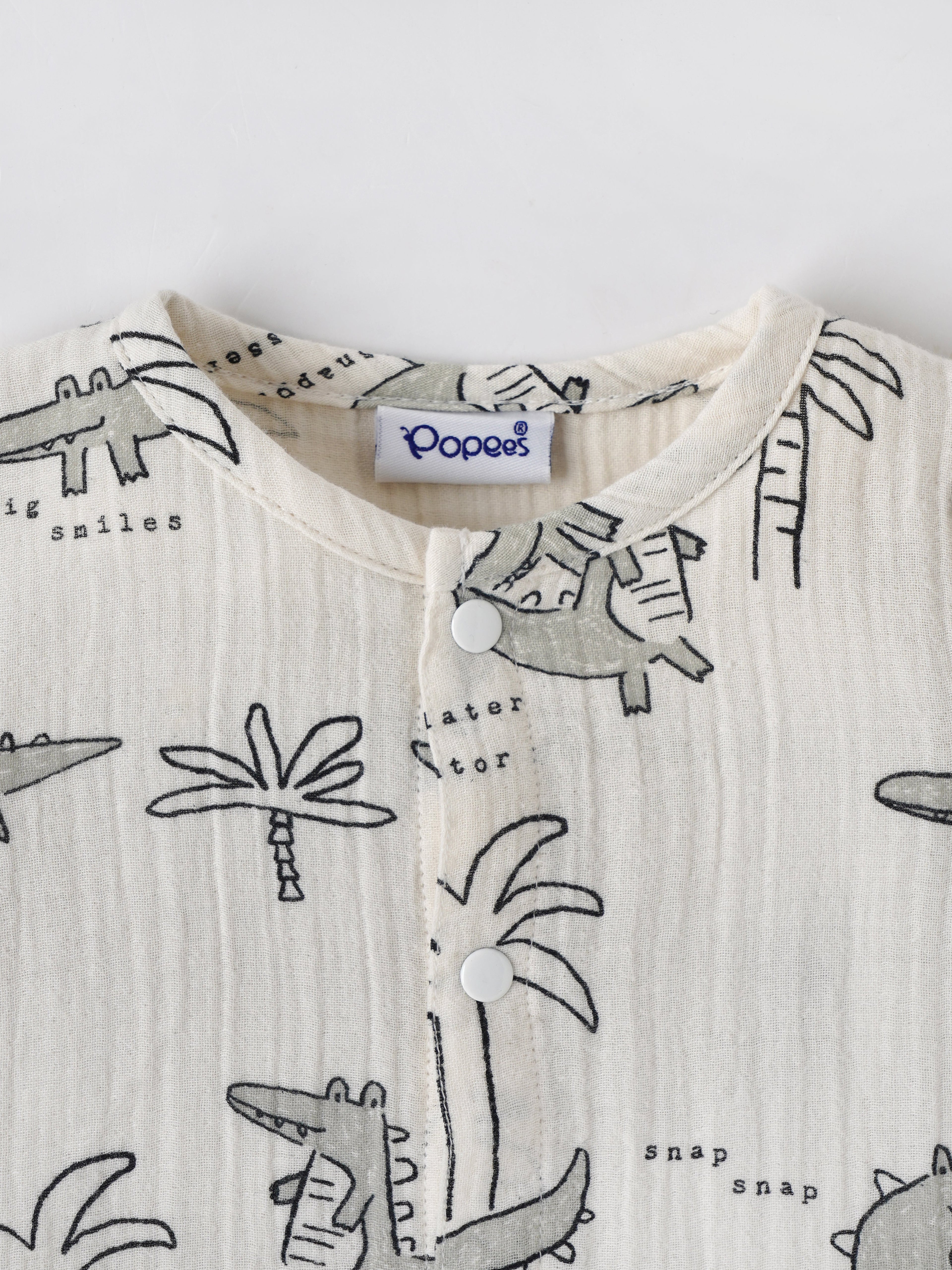 Popees Baby Boys Full Sleeve Muslin Cotton Jhabla| Off-White| 0-12 Months