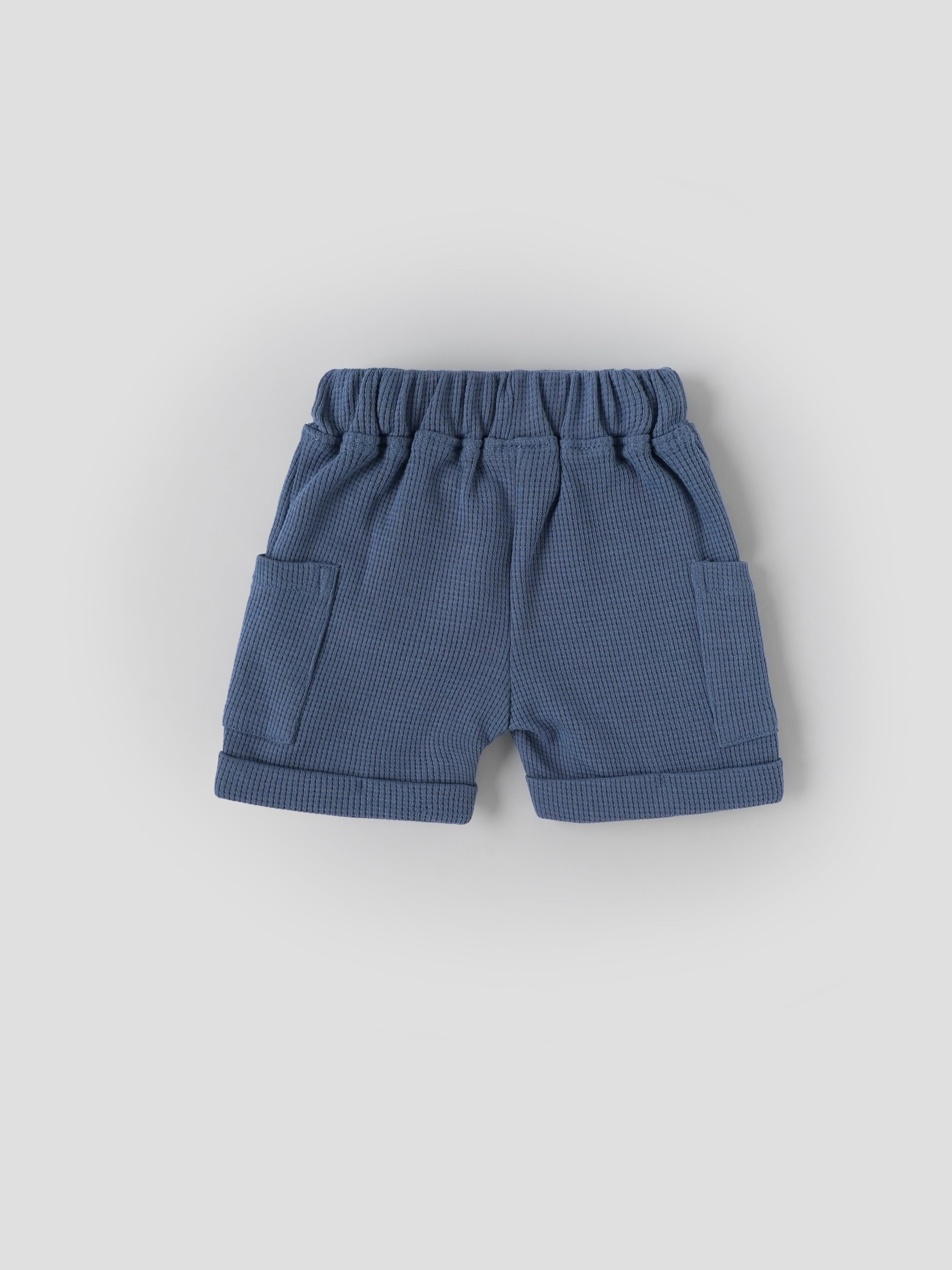Popees Baby Boys Waffle Knit Shorts with Elastic Waist| Newborn–9M