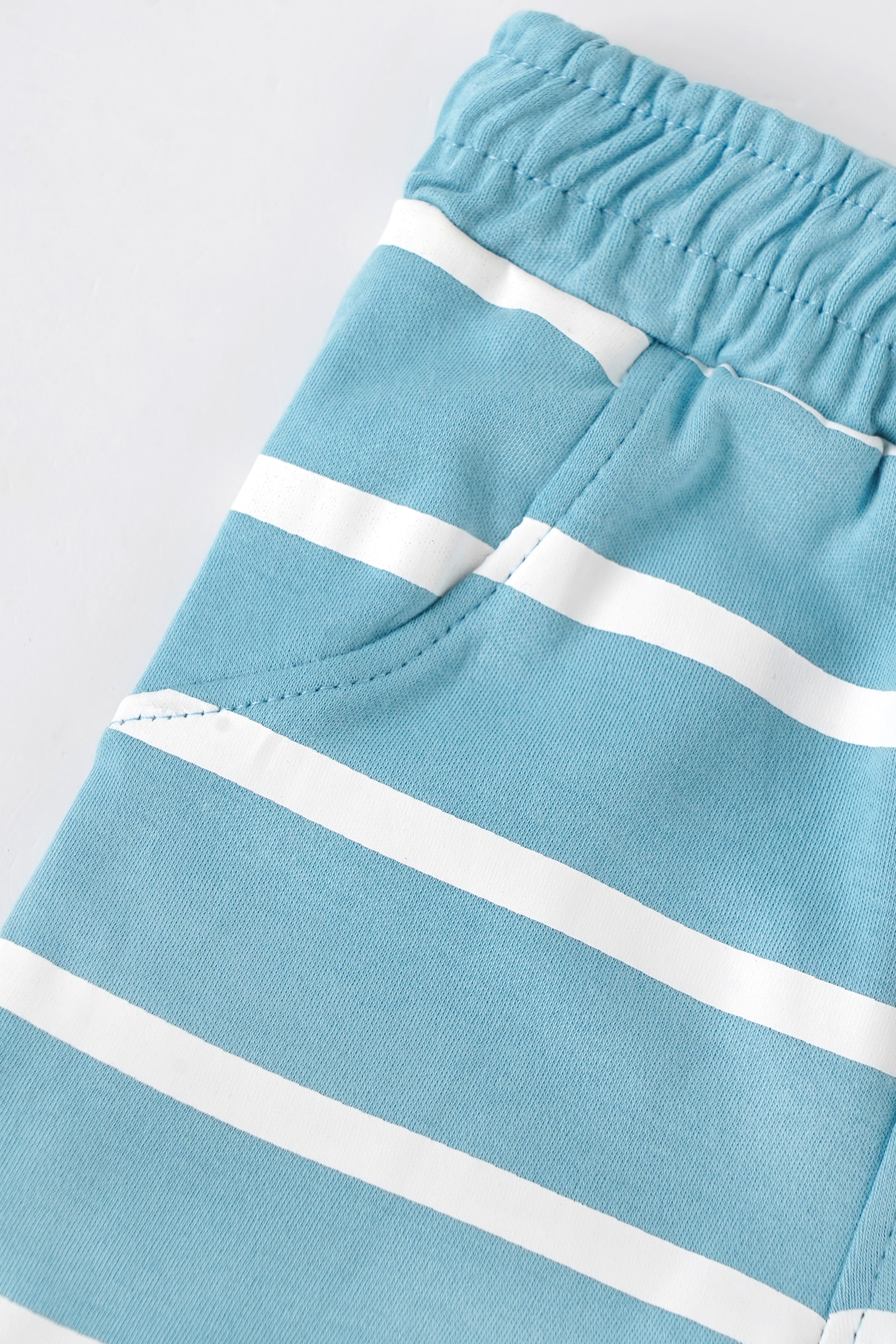 Popees Baby Boys Blue & White Striped Cotton Shorts with Elastic Waist |Soft Breathable Summer Wear| Newborn to 9 Months