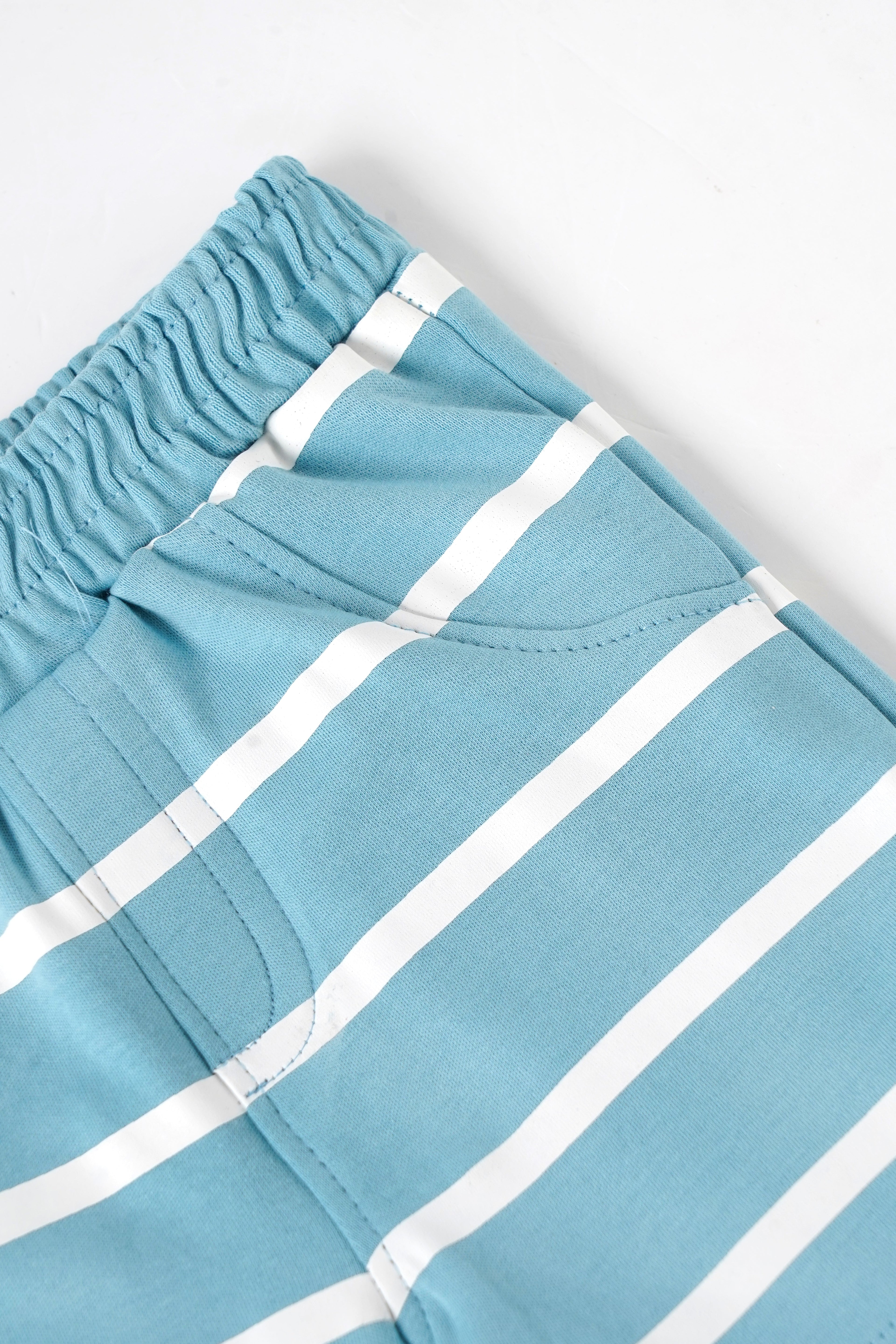 Popees Baby Boys Blue & White Striped Cotton Shorts with Elastic Waist |Soft Breathable Summer Wear| Newborn to 9 Months