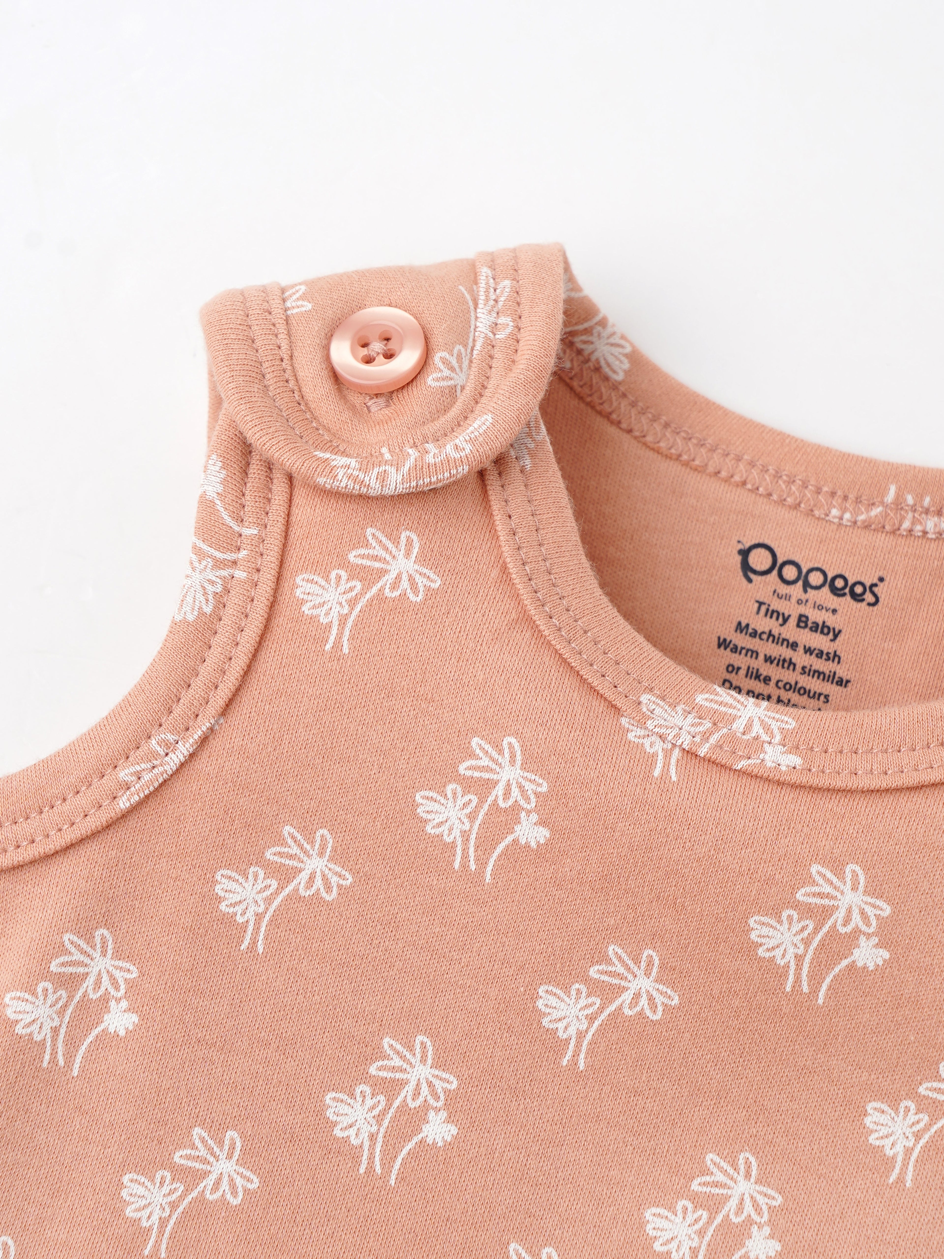 Popees Sleeveless Romper (0–6 Months) for Baby Boys