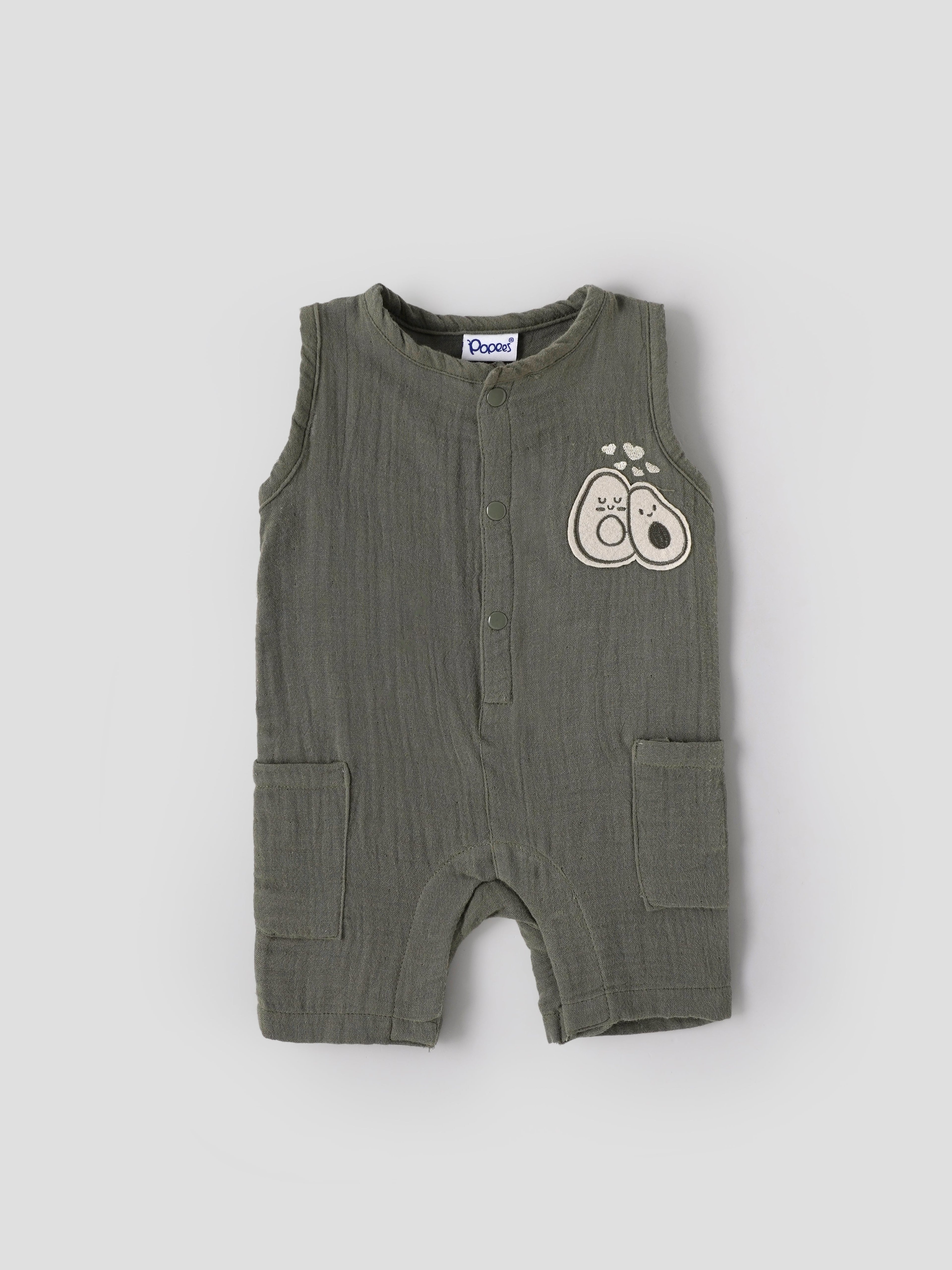 Popees Baby Boys Sleeveless Cotton Blend Romper (0–9 Months)