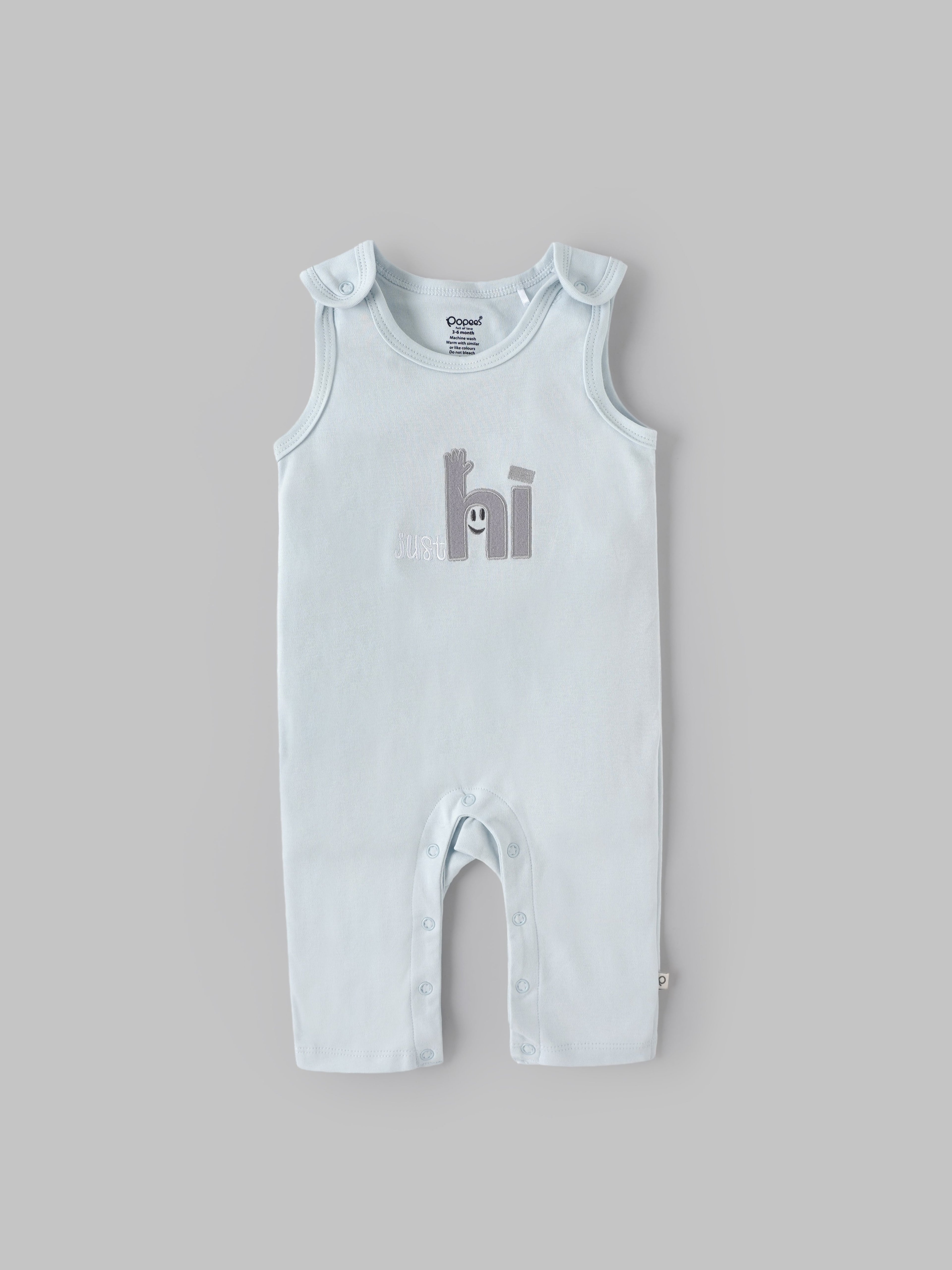 Popees Baby Boys Cotton Sleeveless Romper |Soft Snap Button Infant Onesie with Embroidery (Tiny Baby, Newborn to 6 Months)
