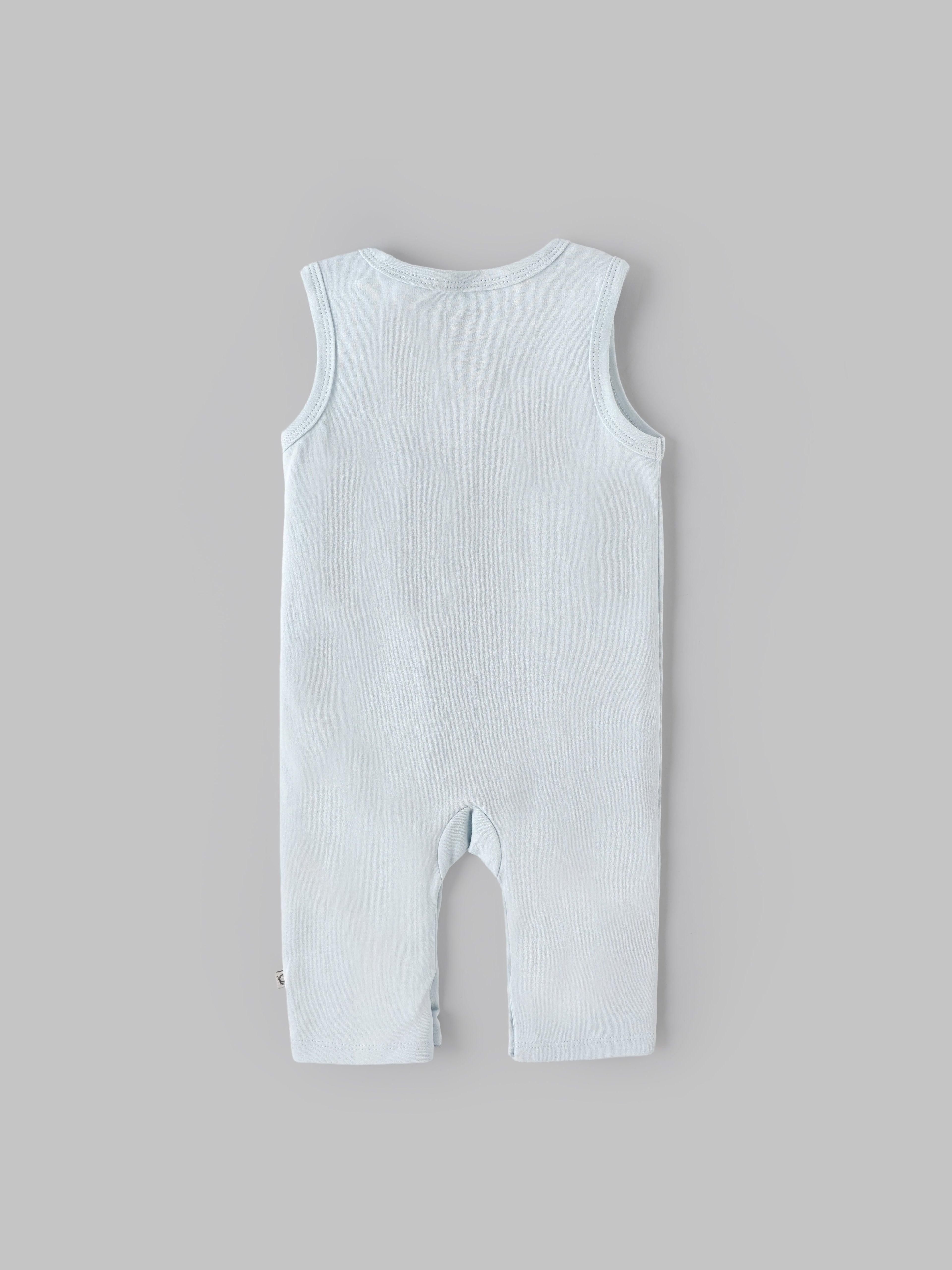 Popees Baby Boys Cotton Sleeveless Romper |Soft Snap Button Infant Onesie with Embroidery (Tiny Baby, Newborn to 6 Months)