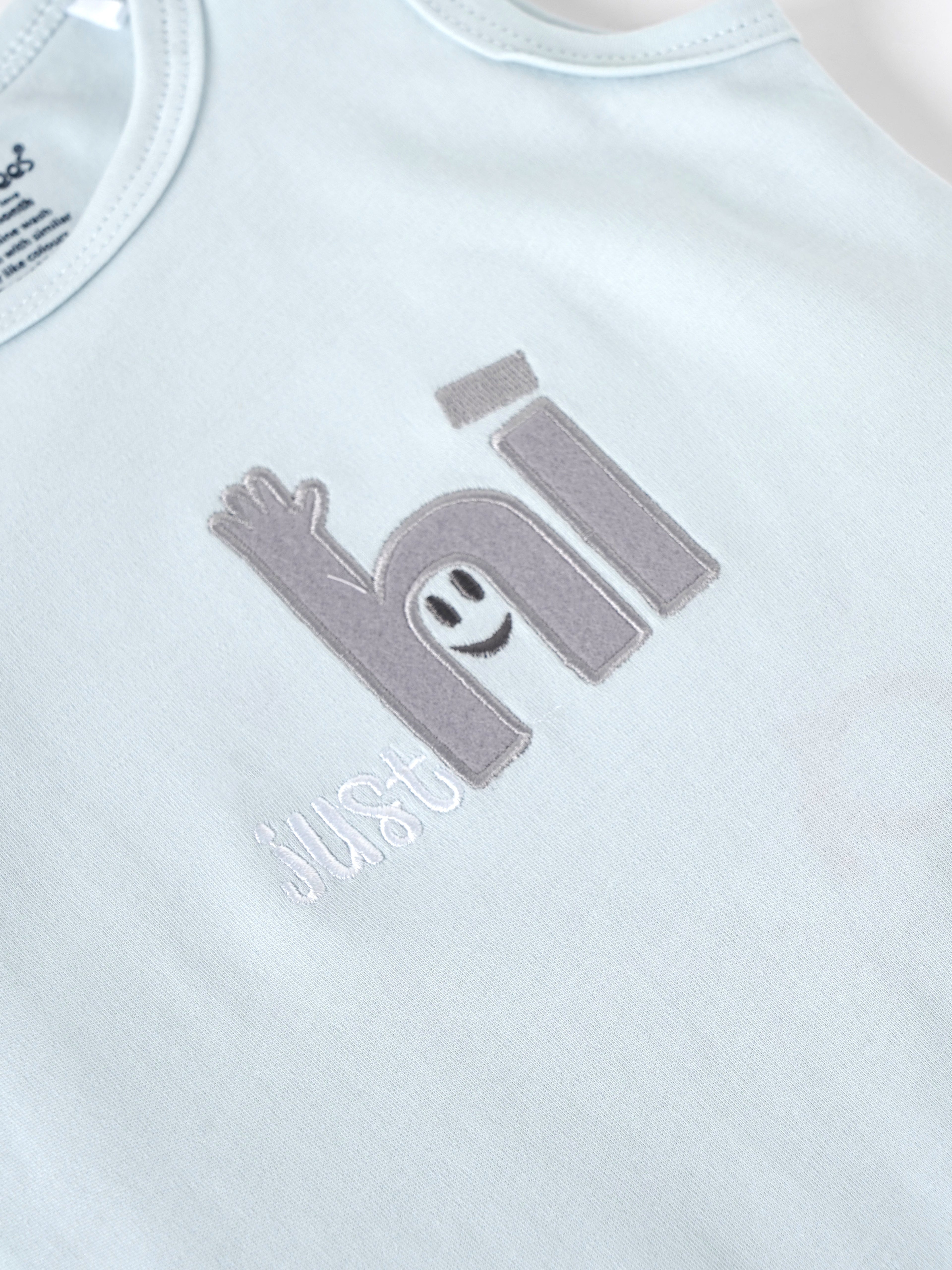 Popees Baby Boys Cotton Sleeveless Romper |Soft Snap Button Infant Onesie with Embroidery (Tiny Baby, Newborn to 6 Months)