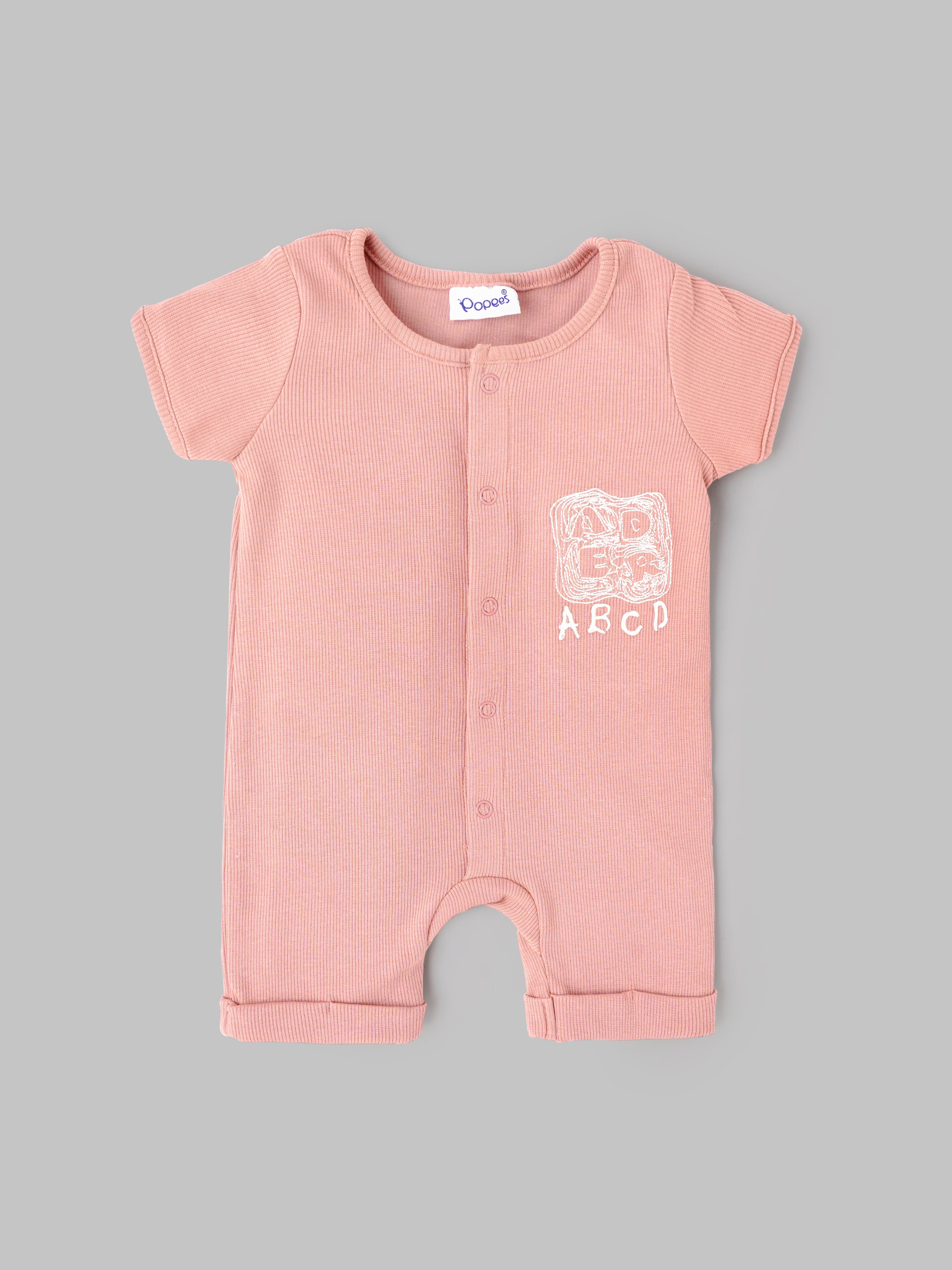 Popees Baby Boys Short Sleeve Romper| Pink| Tint Baby To 6 Months