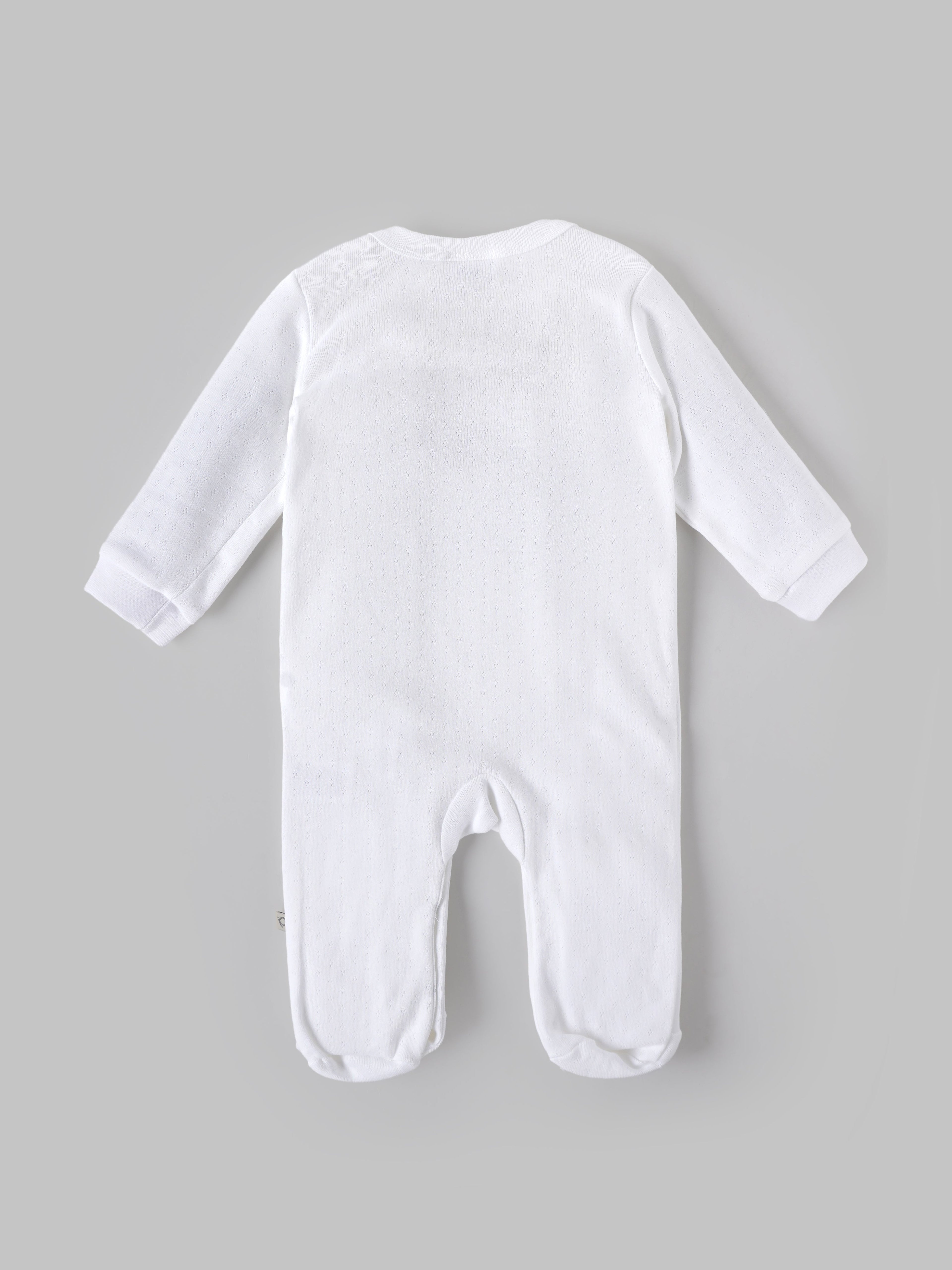 Popees Baby Boys Cotton Sleepsuit with Elephant Embroidery|Full Sleeve Footed Sleepsuit, Soft Newborn Sleepsuit |Newborn–9 Months