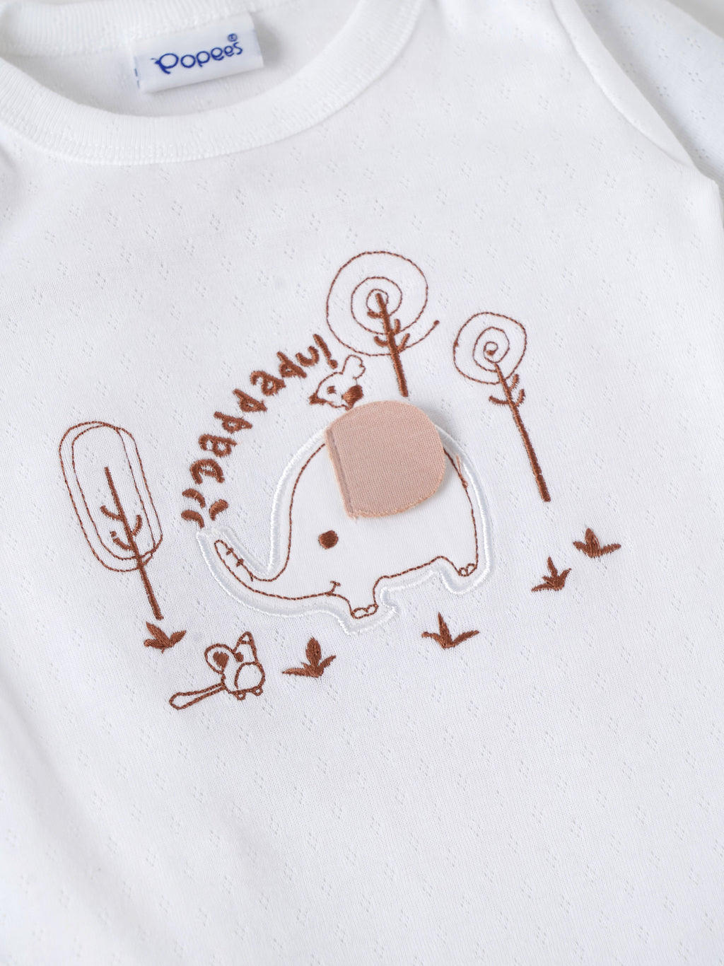 Popees Baby Boys Cotton Sleepsuit with Elephant Embroidery|Full Sleeve Footed Sleepsuit, Soft Newborn Sleepsuit |Newborn–9 Months