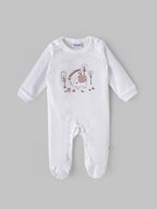 Popees Baby Boys Cotton Sleepsuit with Elephant Embroidery|Full Sleeve Footed Sleepsuit, Soft Newborn Sleepsuit |Newborn–9 Months