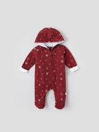 Popees Baby Boys Hooded Sleepsuit| Red| Newborn to 9 Months