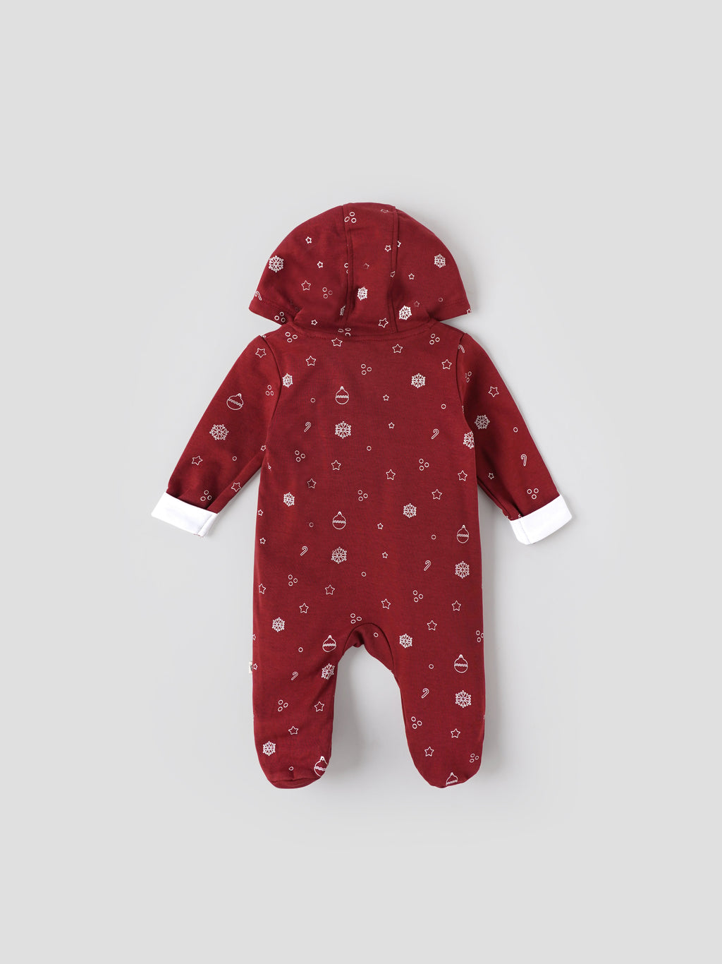 Popees Baby Boys Hooded Sleepsuit| Red| Newborn to 9 Months