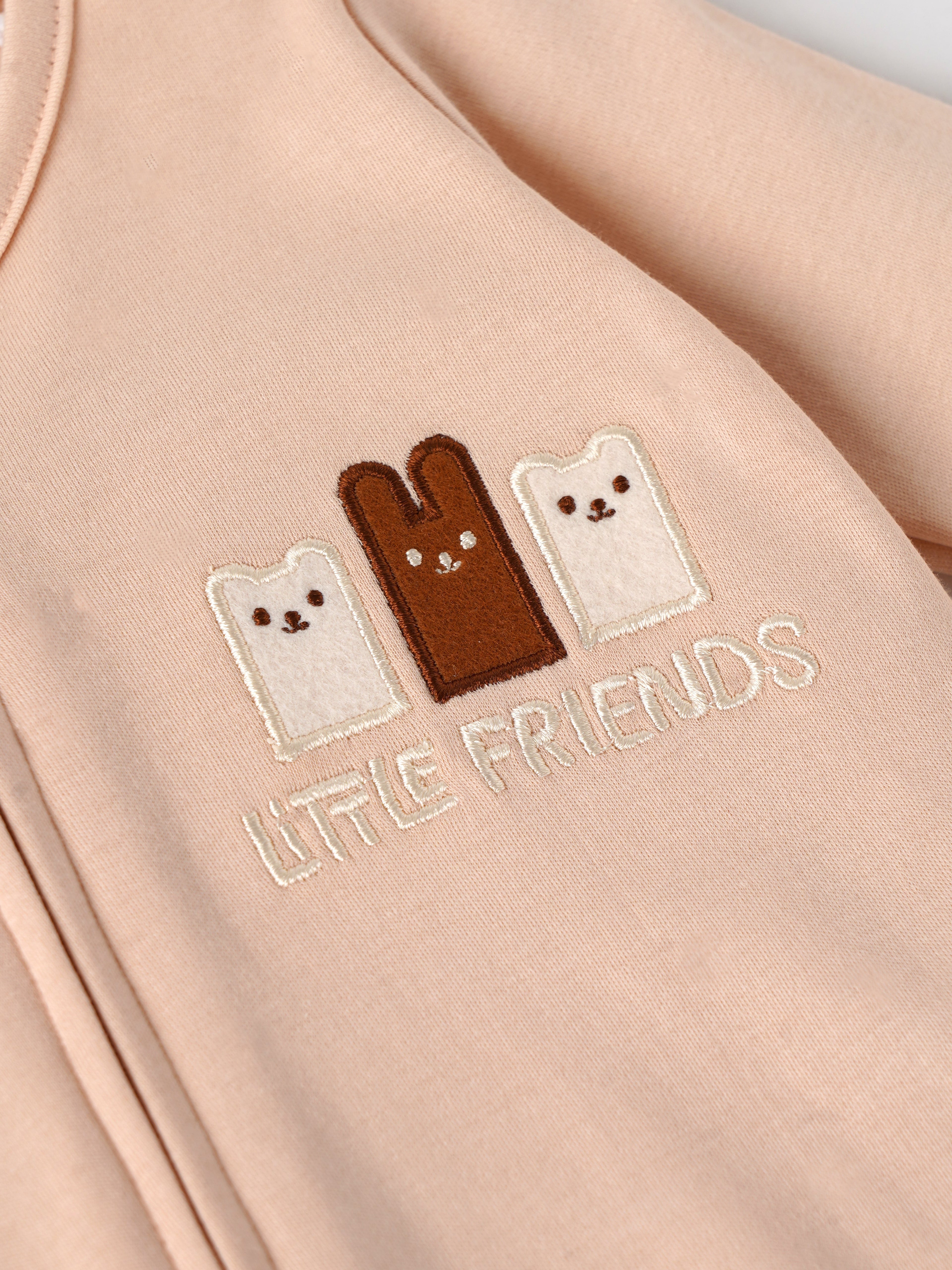 Popees Baby Boys Full Sleeve Sleepsuit| Peach| Newborn To 9 Months