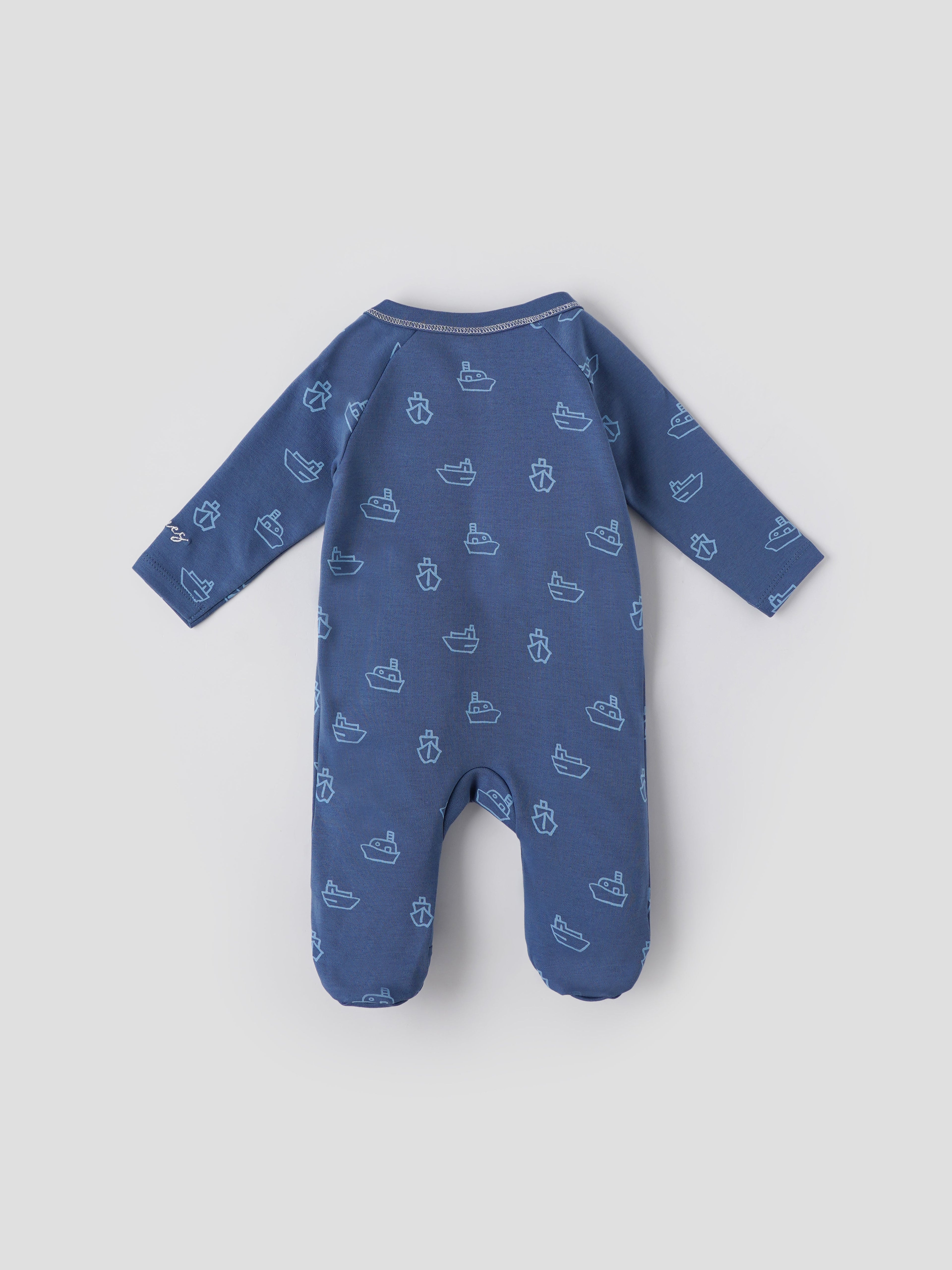 Popees Baby Boys Full Sleeve Sleepsuit| Navy Blue| Tiny Baby, Newborn -6 Months