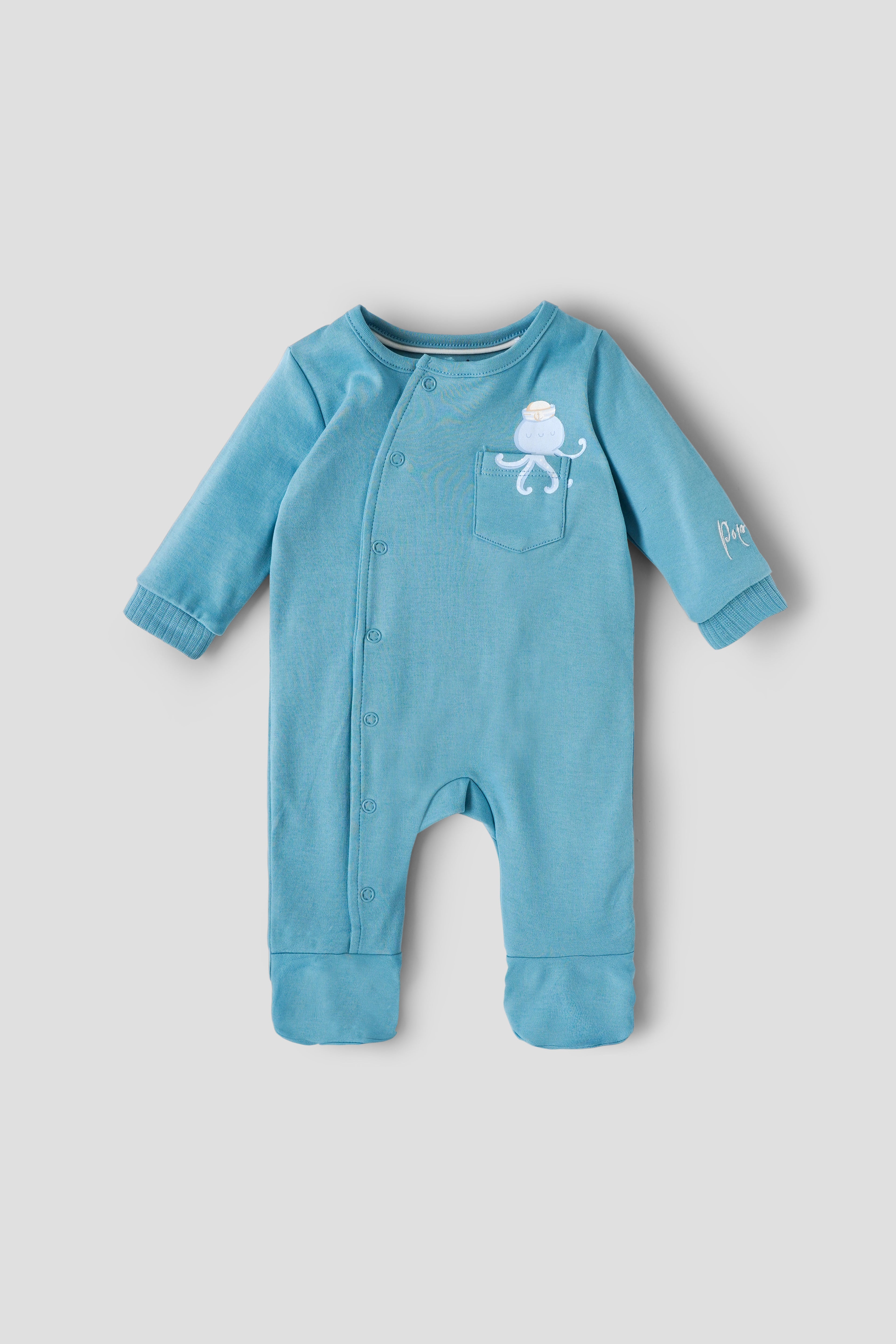 Popees Baby Boys Cotton Full Sleeve Footed Bodysuit Romper| Tiny Baby, NewBorn- 6 Months