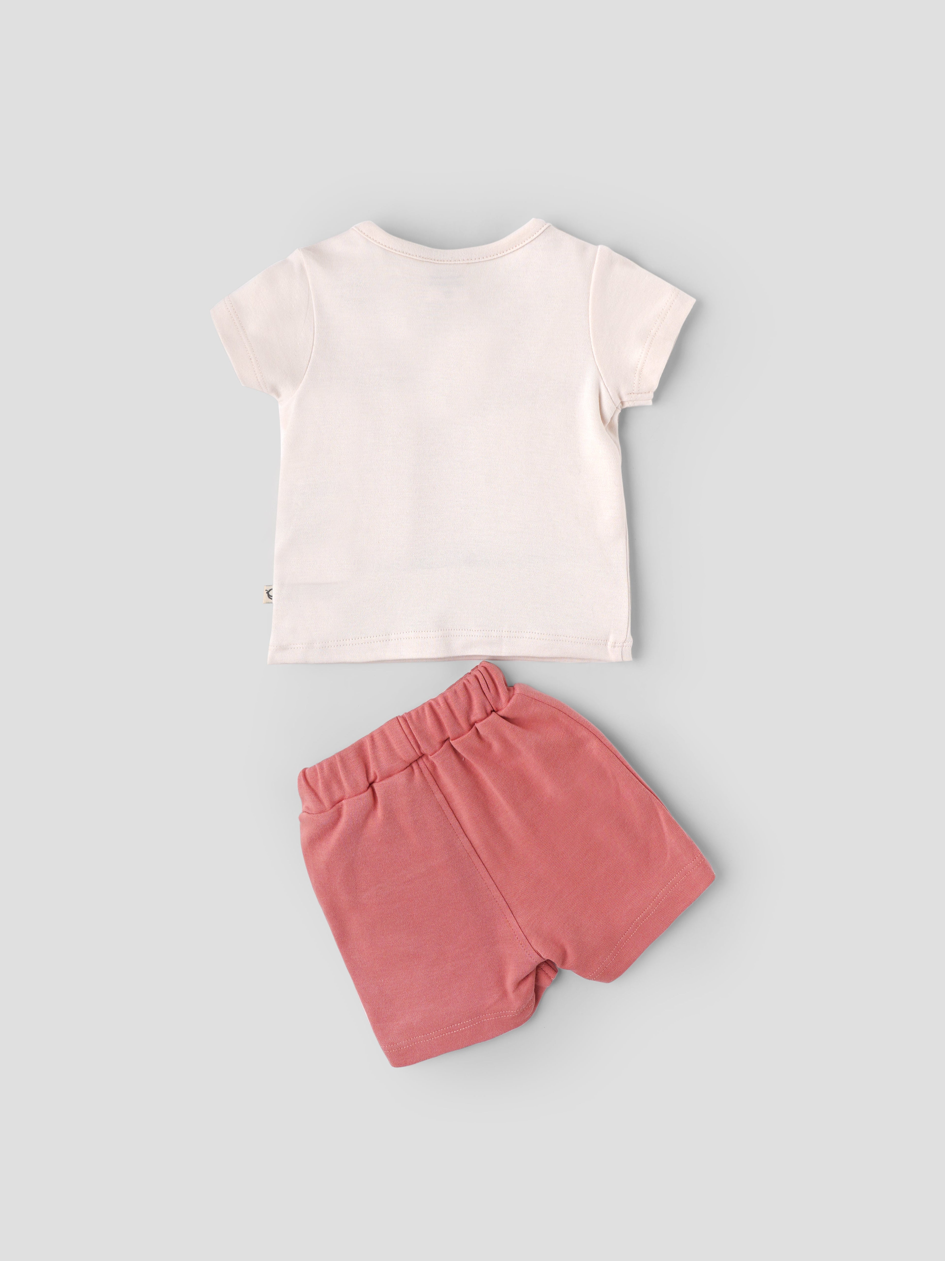Popees Baby Girls Cotton T-Shirt & Shorts Set| Peach| Newborn To 9 Months