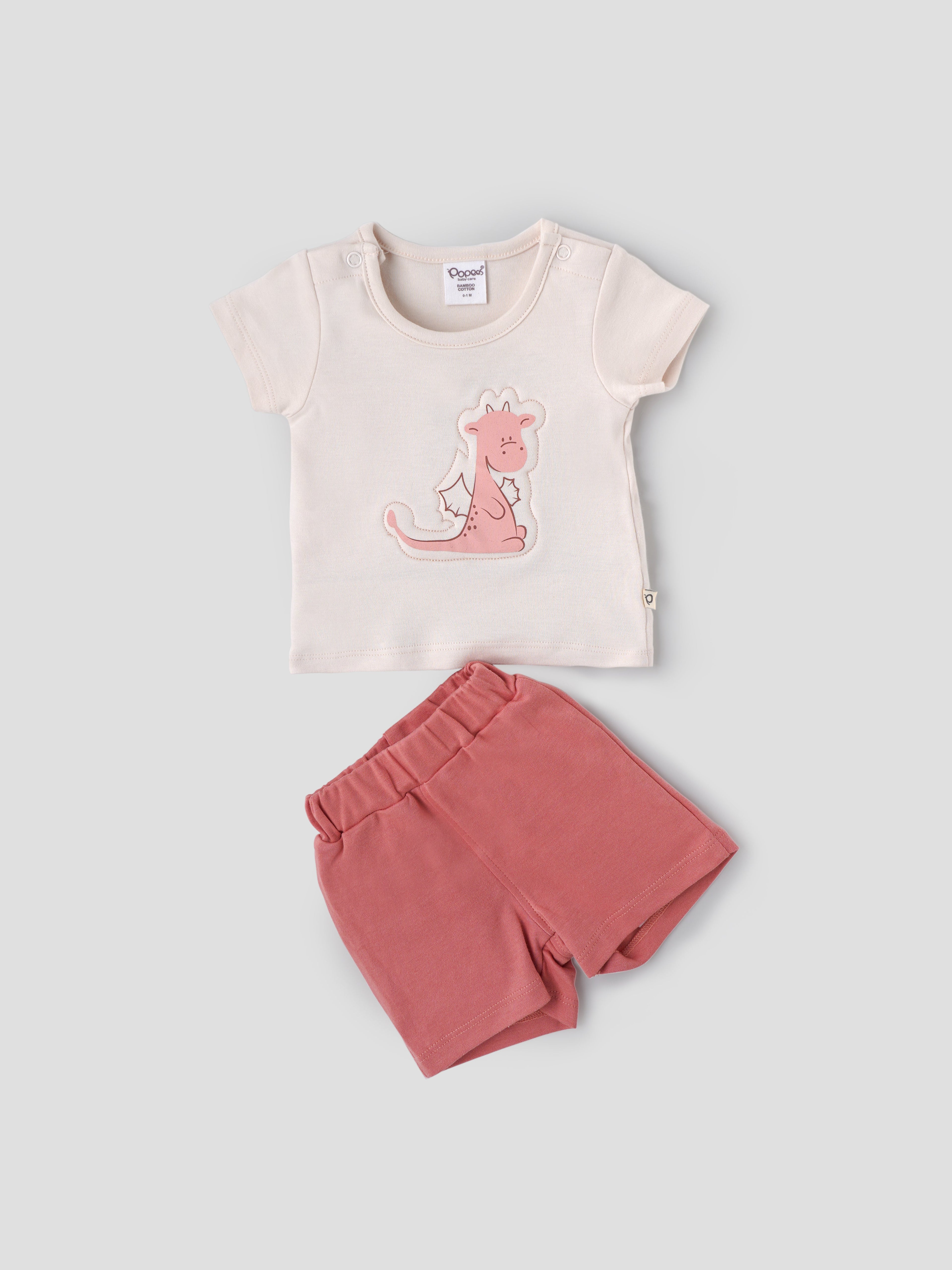 Popees Baby Girls Cotton T-Shirt & Shorts Set| Peach| Newborn To 9 Months