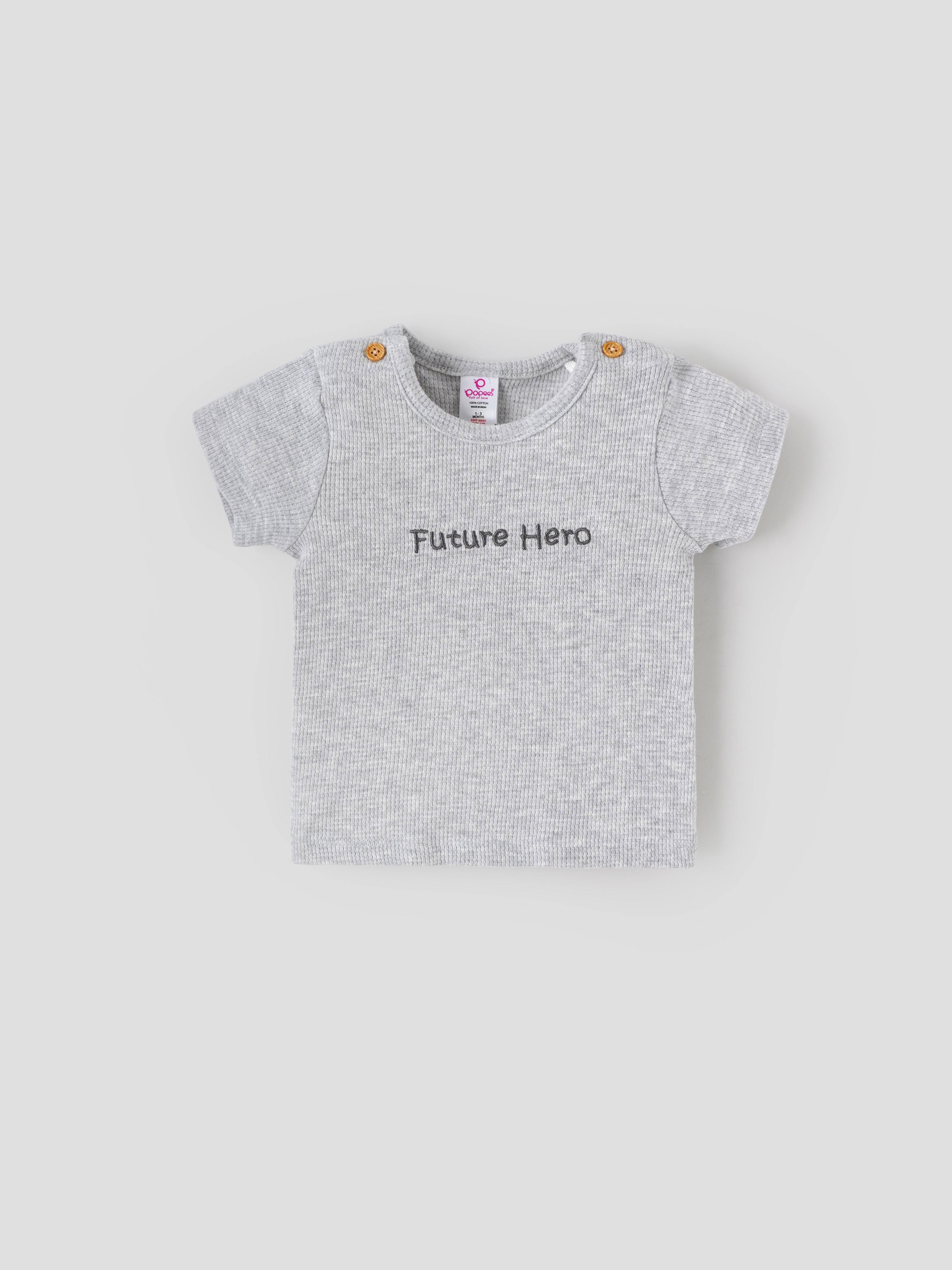 Popees Soft & Stylish Letter Printed with Half Sleeve T-Shirt(0-9 Months)for Baby Boys