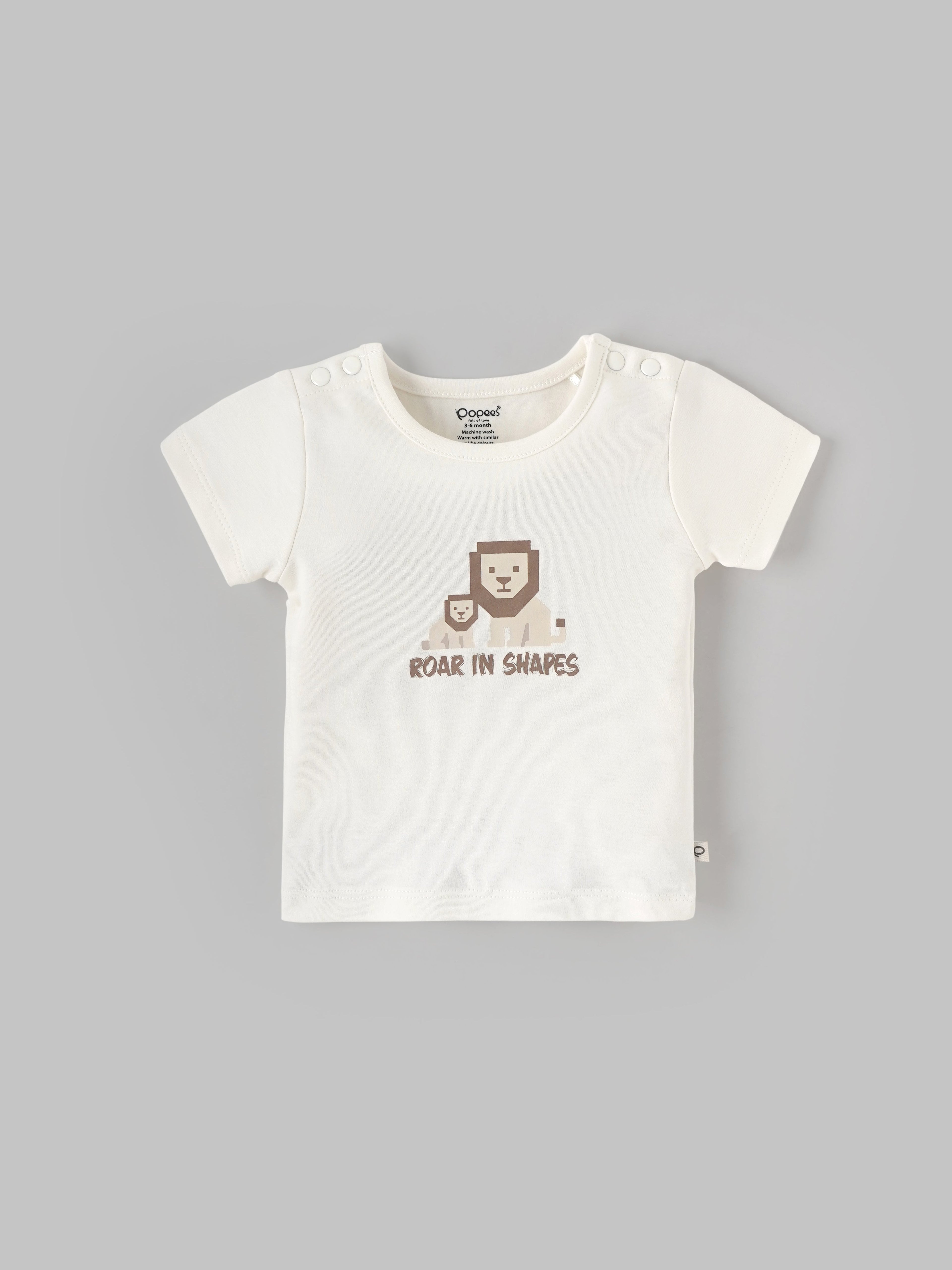 Popees Soft & Stylish Cotton Chest Printed T-Shirt(0-9 Months)for Baby Boys