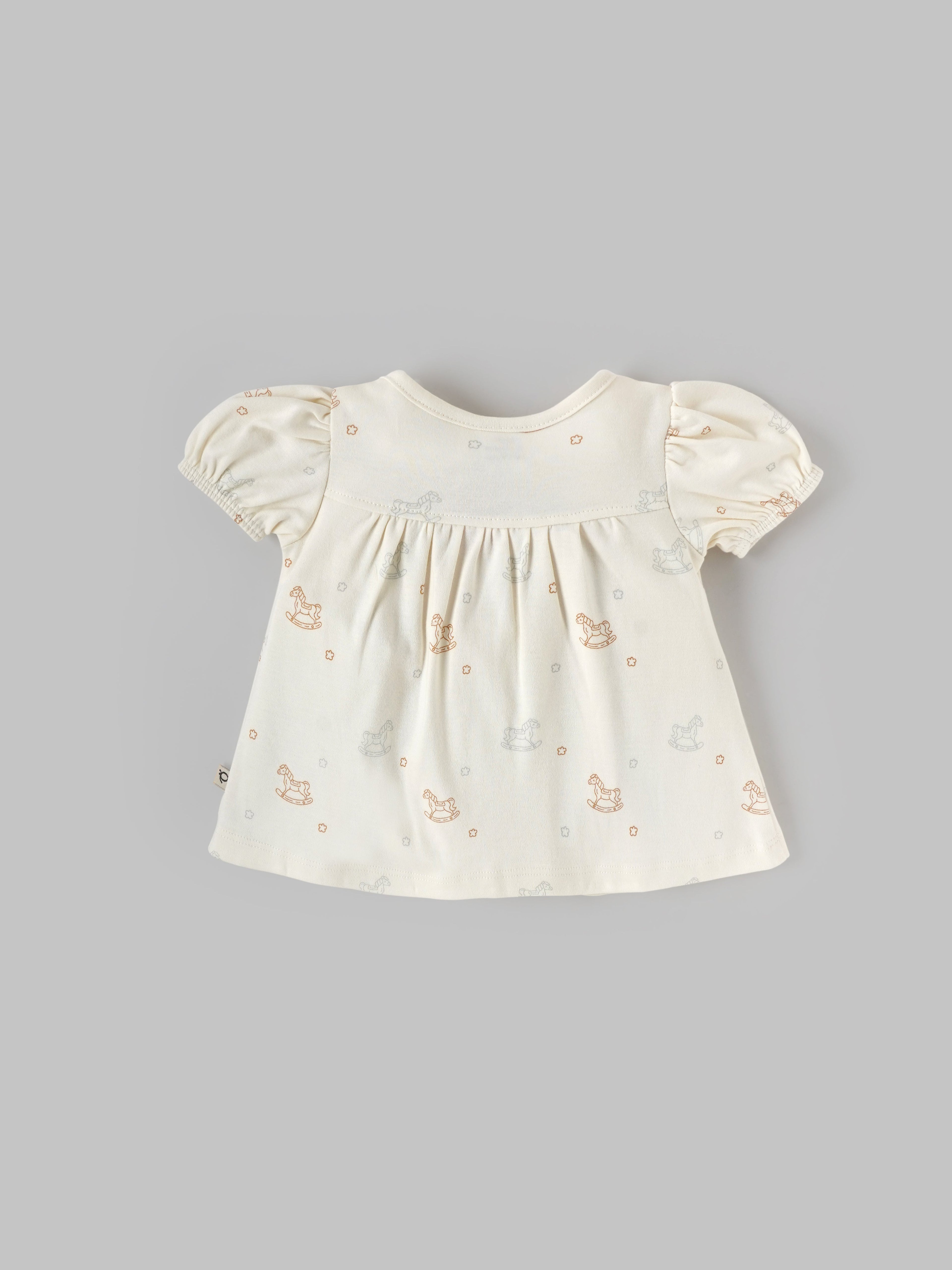 Popees Girls Half-Sleeve Front Open Dress (0-9 Months) Made of Organic Bamboo Cotton Fabric