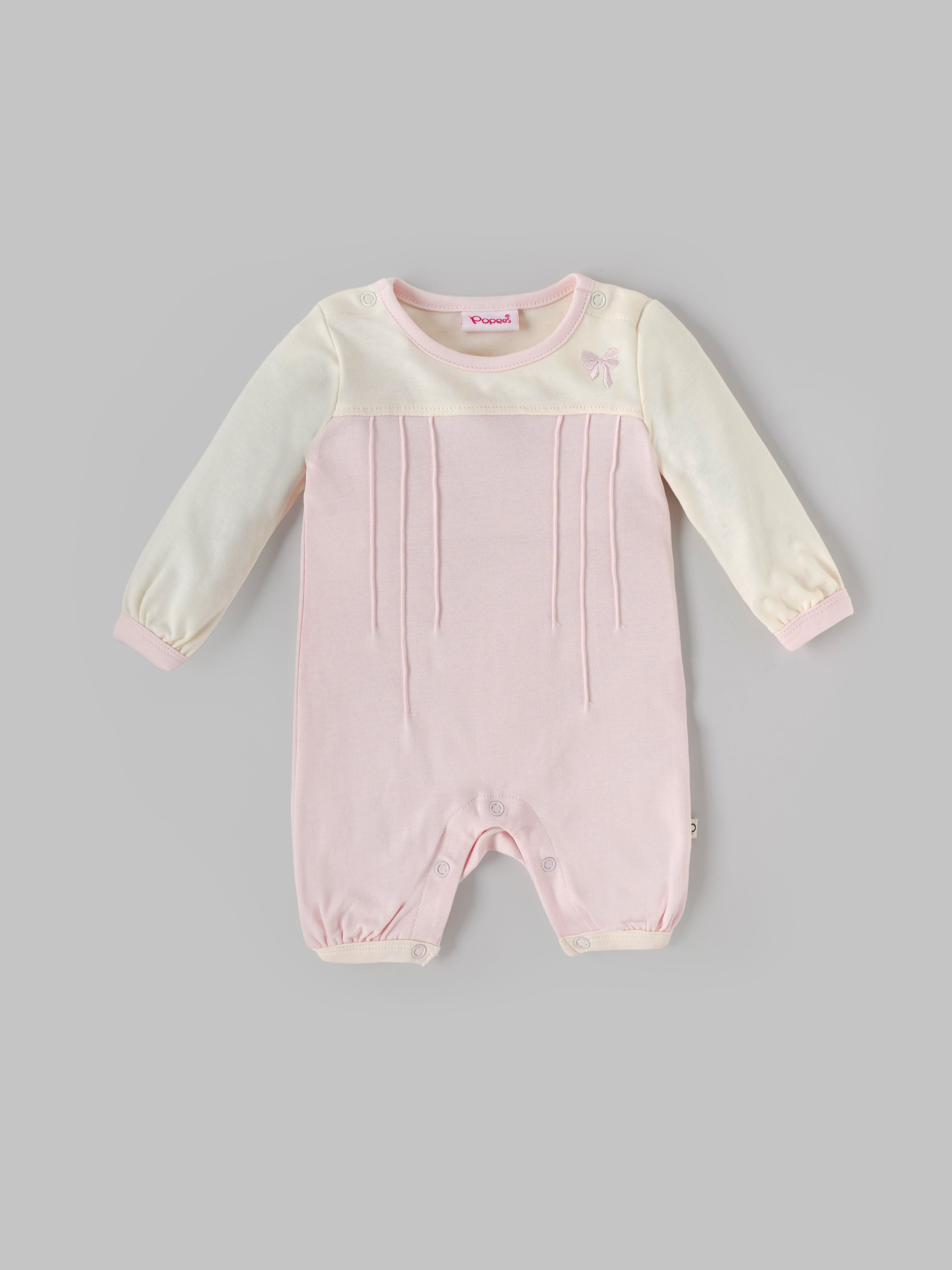Popees Baby Girls Pink Cotton Romper| Tiny Baby, Newborn to 6 Months