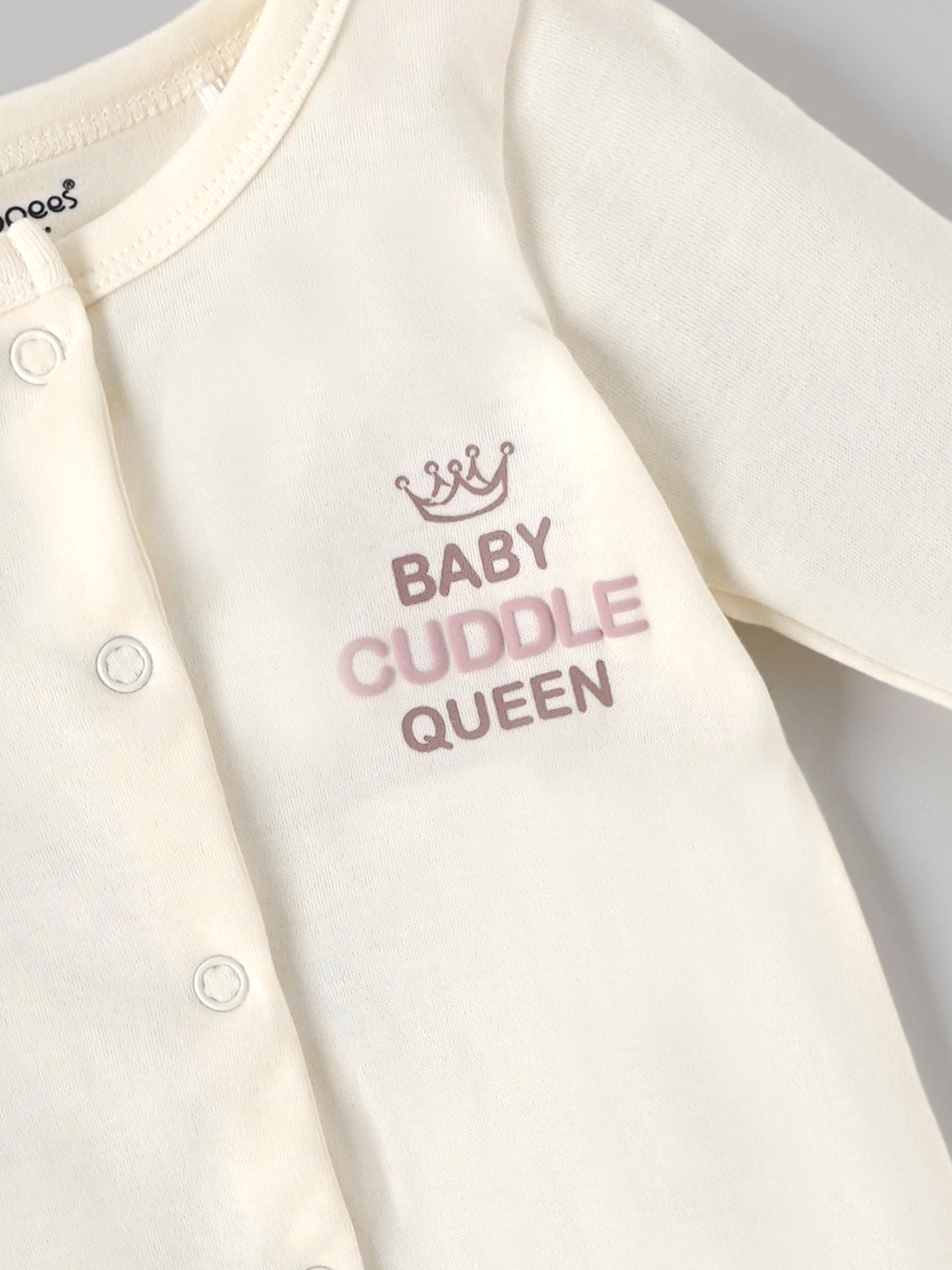 Popees Baby Girls Full Sleeve Sleepsuit – Baby Cuddle Queen| Tiny Baby, Newborn to 6 Months