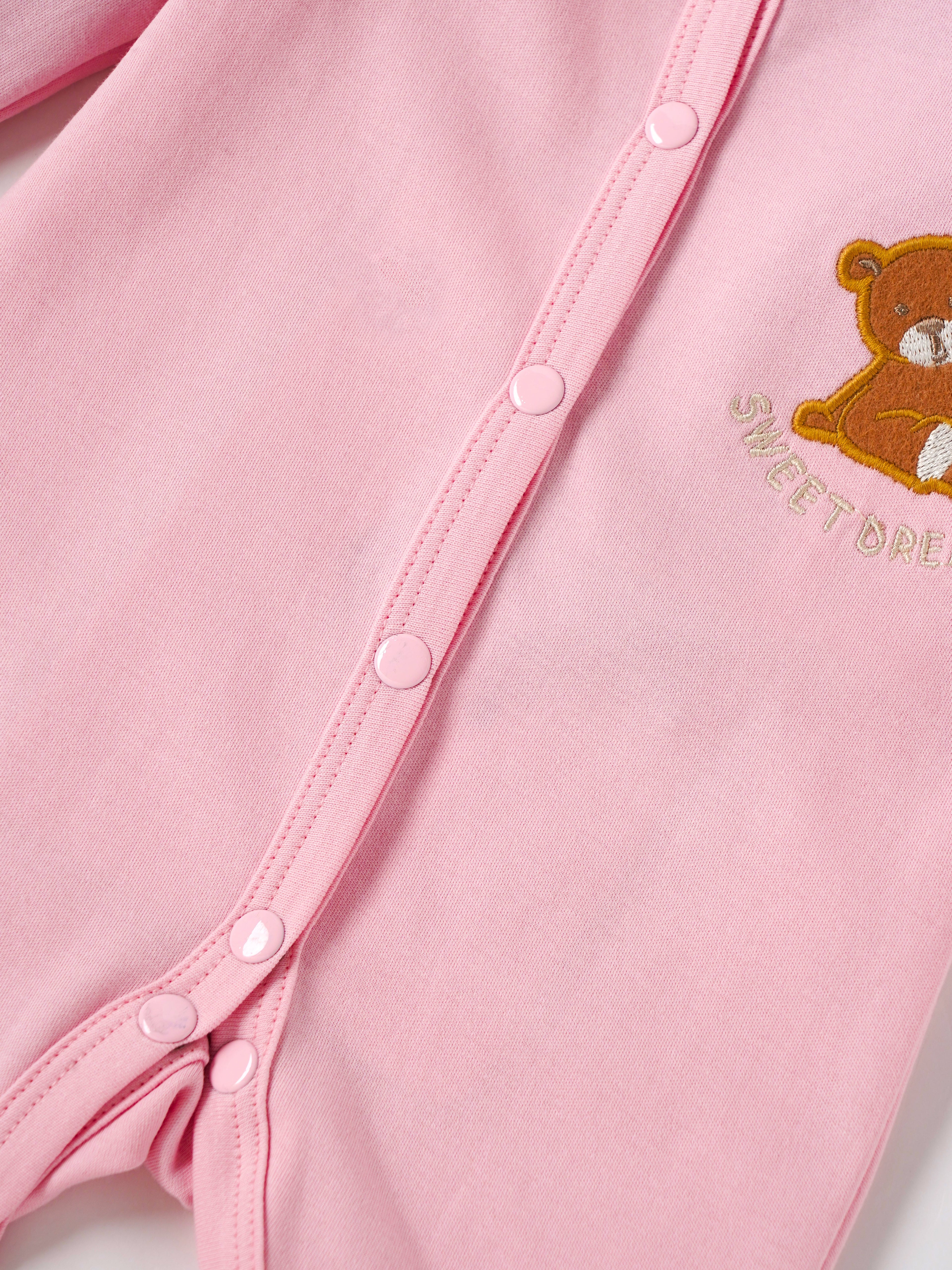 Popees Baby Girls Pink Cotton Footed Sleepsuit (Tiny Baby, Newborn–6 Months)