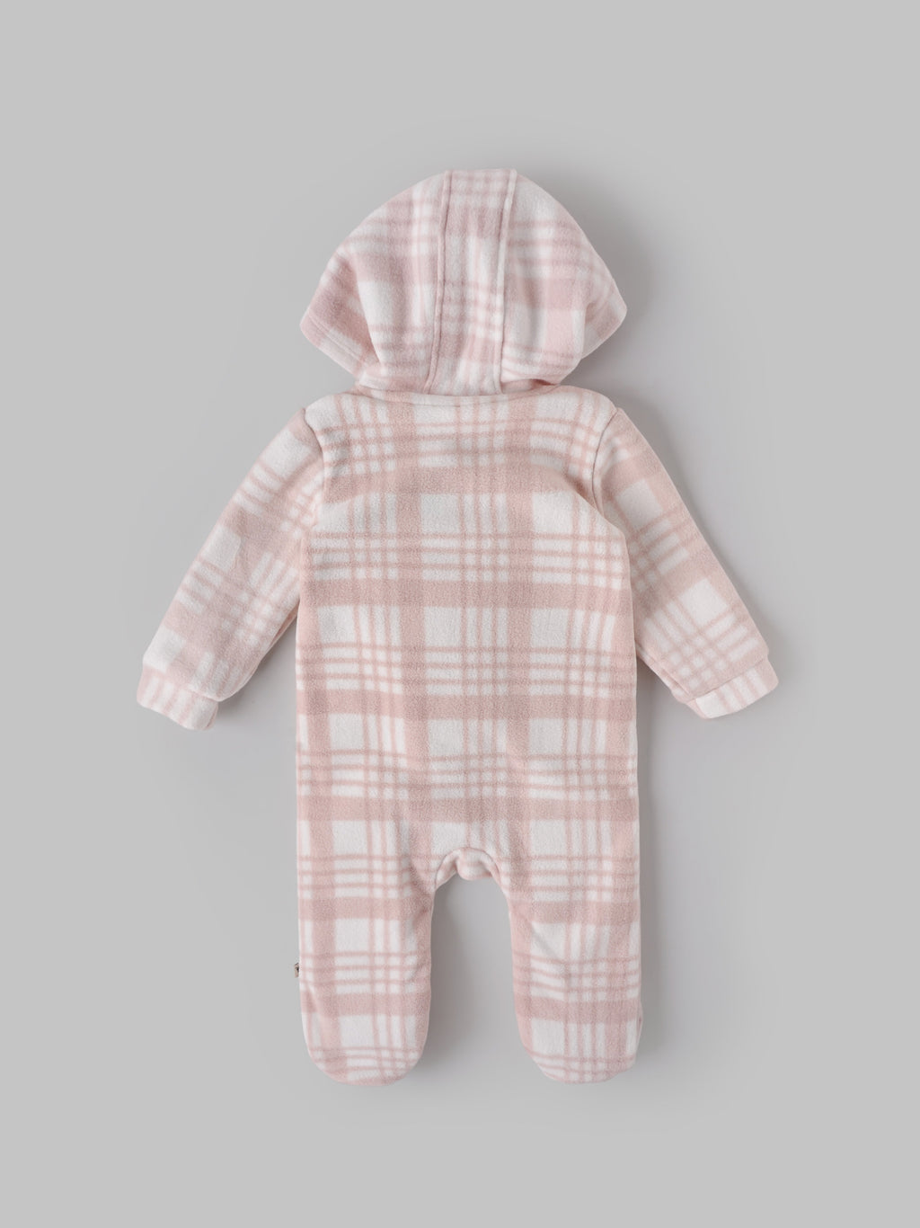 Popees Baby Girls Pink Hooded Fleece Sleepsuit|Bear Embroidery Winter Footed Romper for Newborn to 9 Months