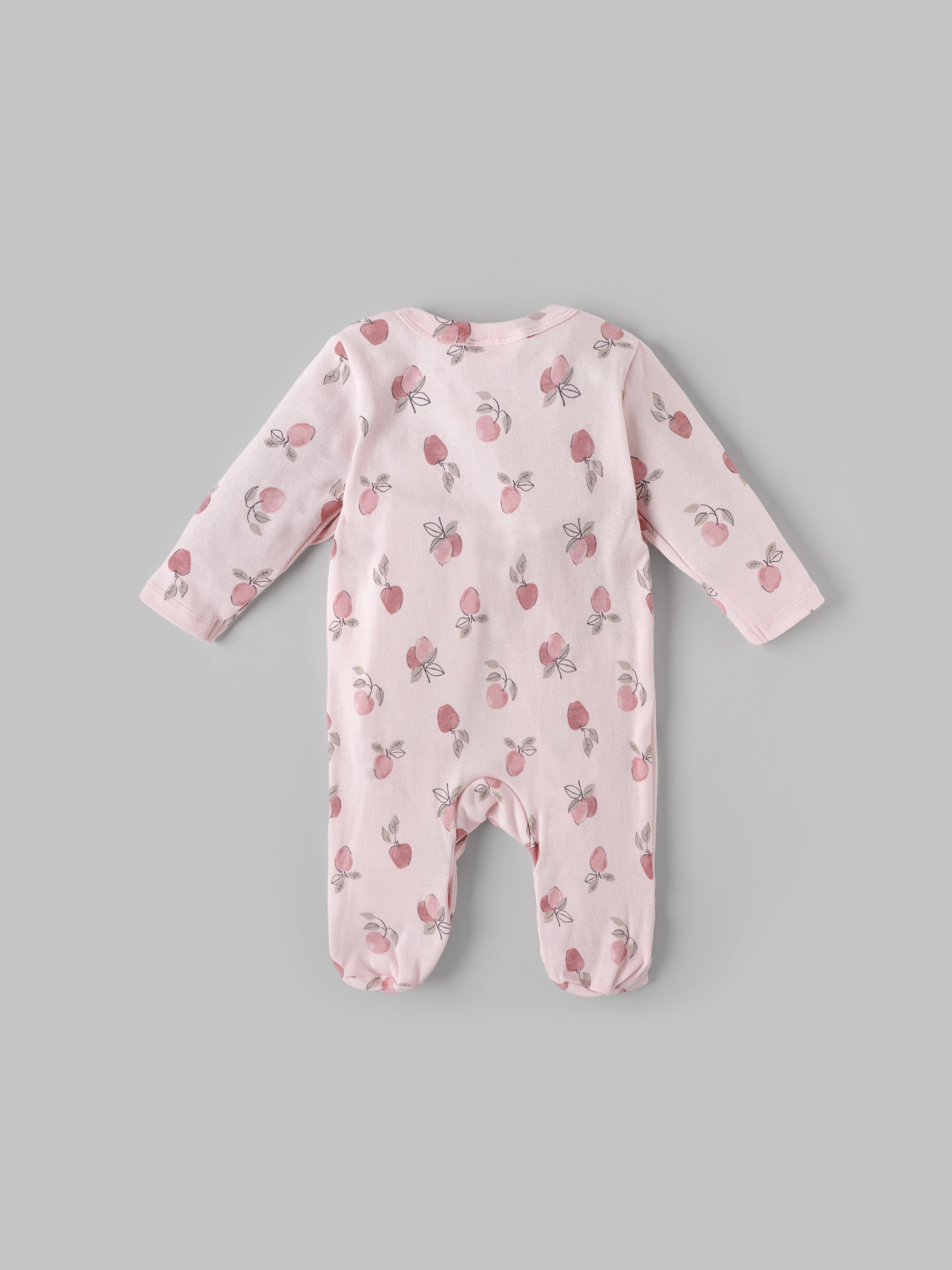 Popees Baby Girls Floral Print Full Sleeve Cotton Sleepsuit with Side Tie| Pink| Newborn to 6 Months