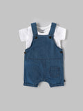 Popees Unisex Baby Denim Dungaree Set| NB–9 Months
