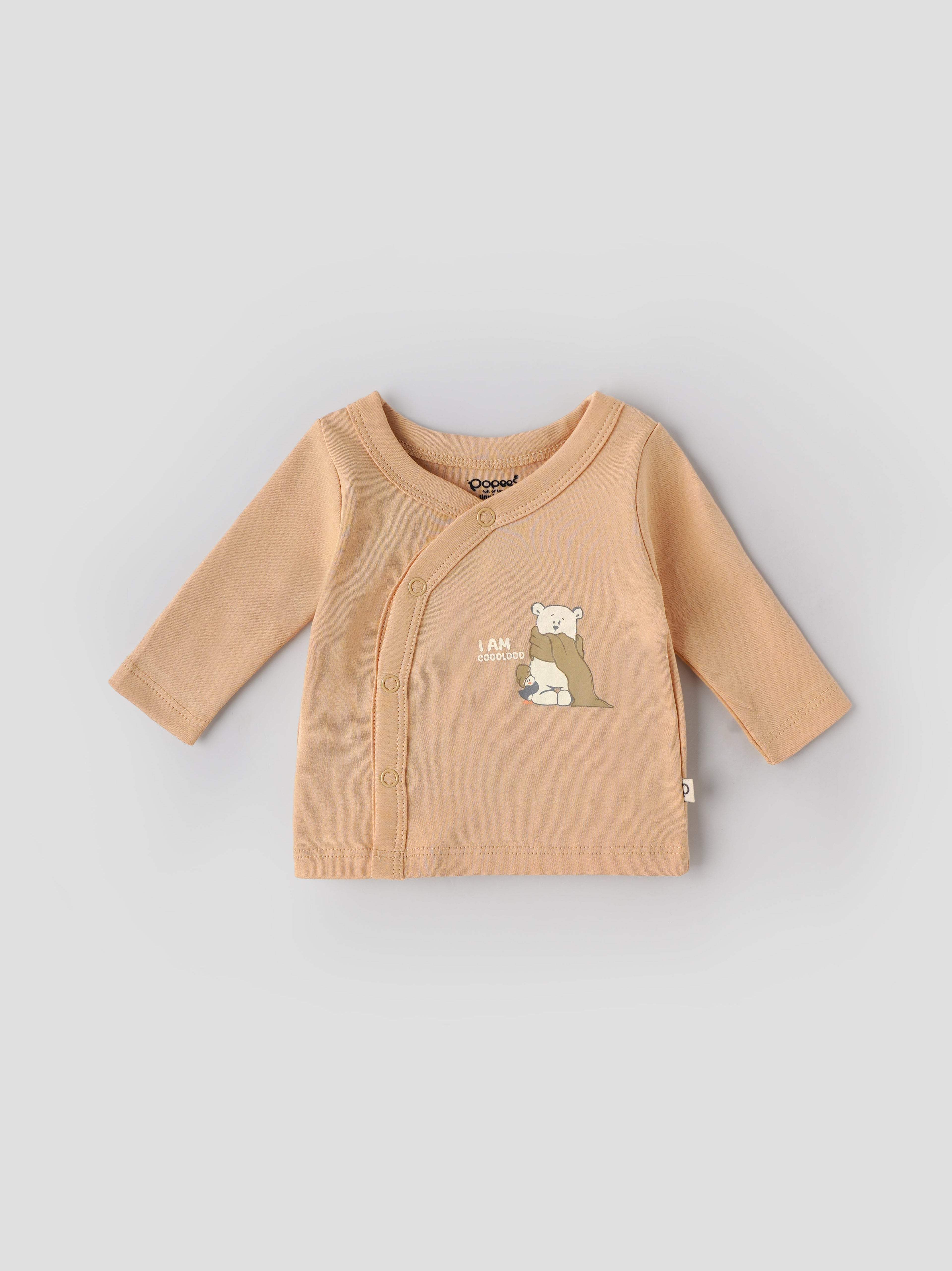 Popees Baby Unisex V-Neck Cotton Wrap Top| Peach| Tiny Baby To 6 Months