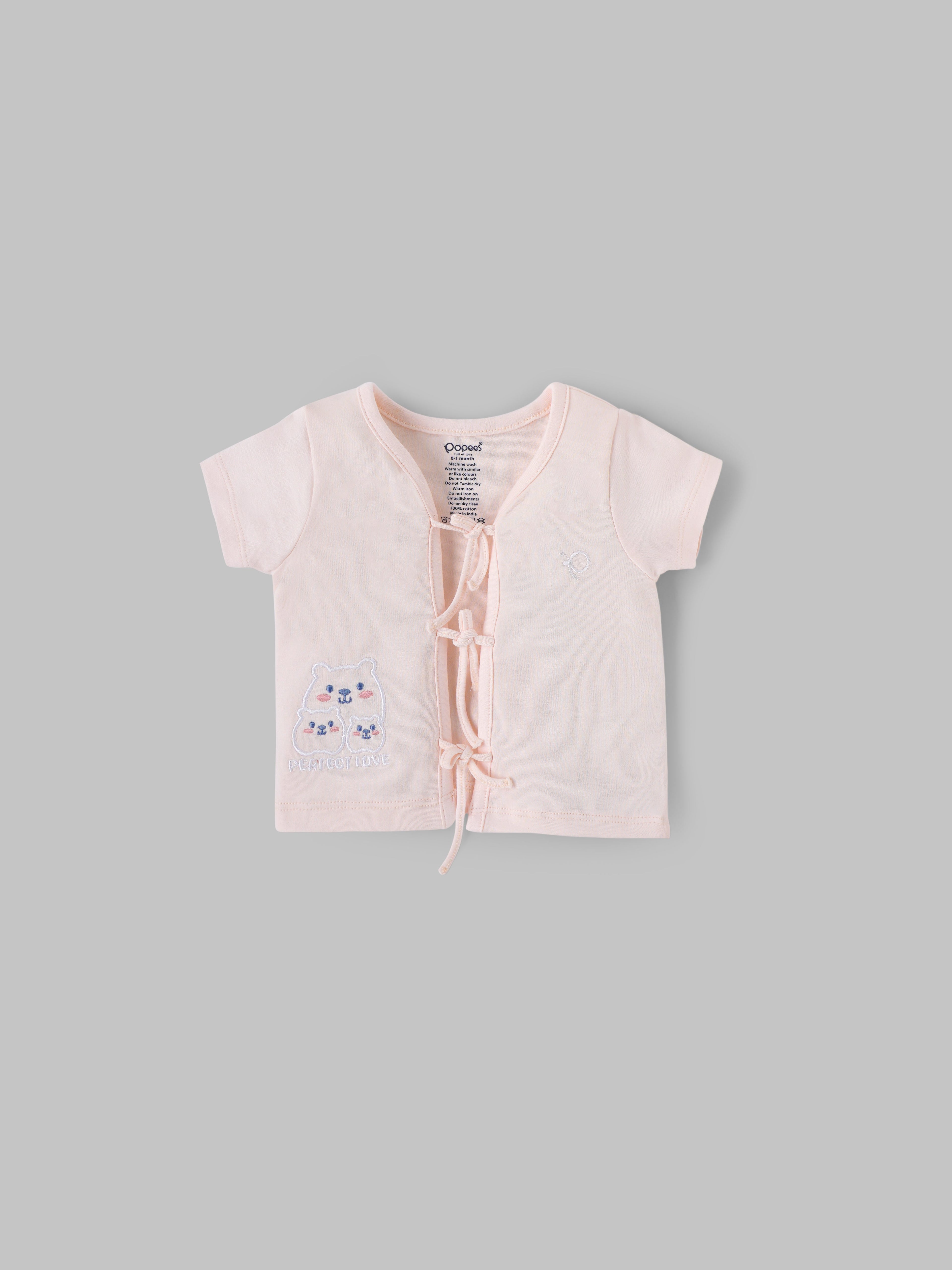 Popees Printed Front Open Half Sleeve Jhabla (0–6 Months) for Babies