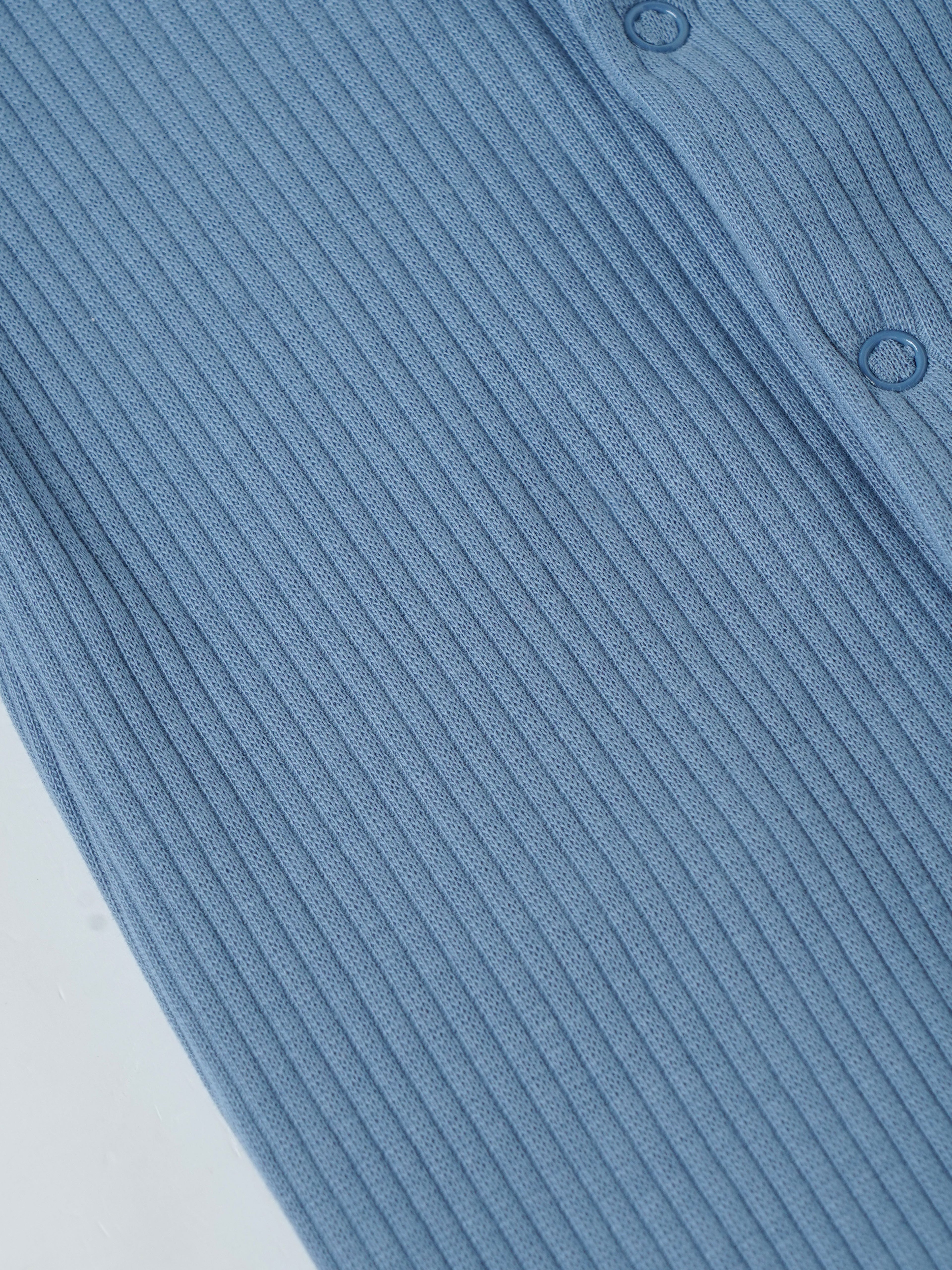 Popees Unisex Baby Ribbed Cotton Full Sleeve Footed Sleepsuit| NB–9 Months