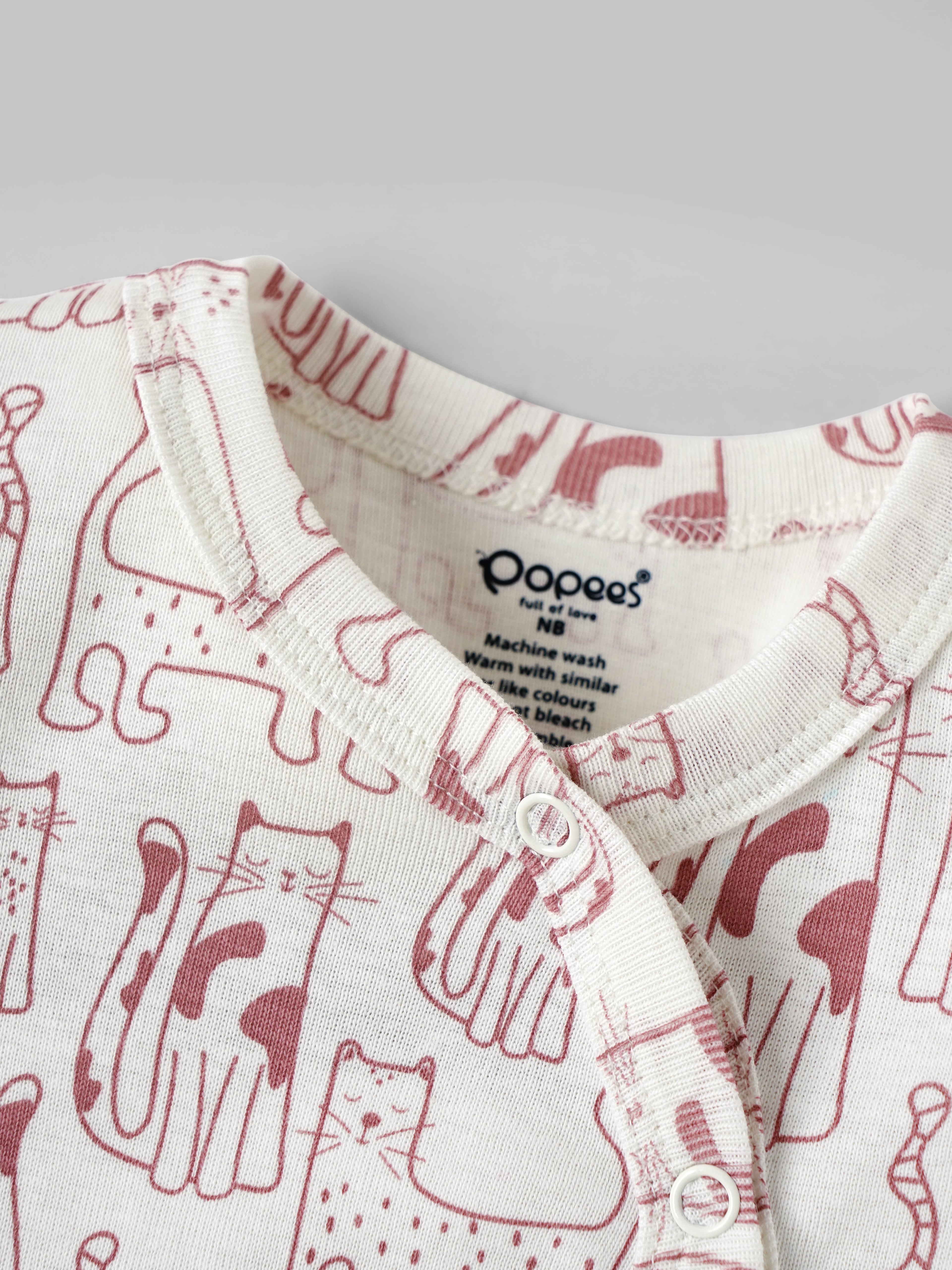 Popees Soft & Stylish All-Over Printed Sleepsuit(0-6 Months)for Newborn Babies