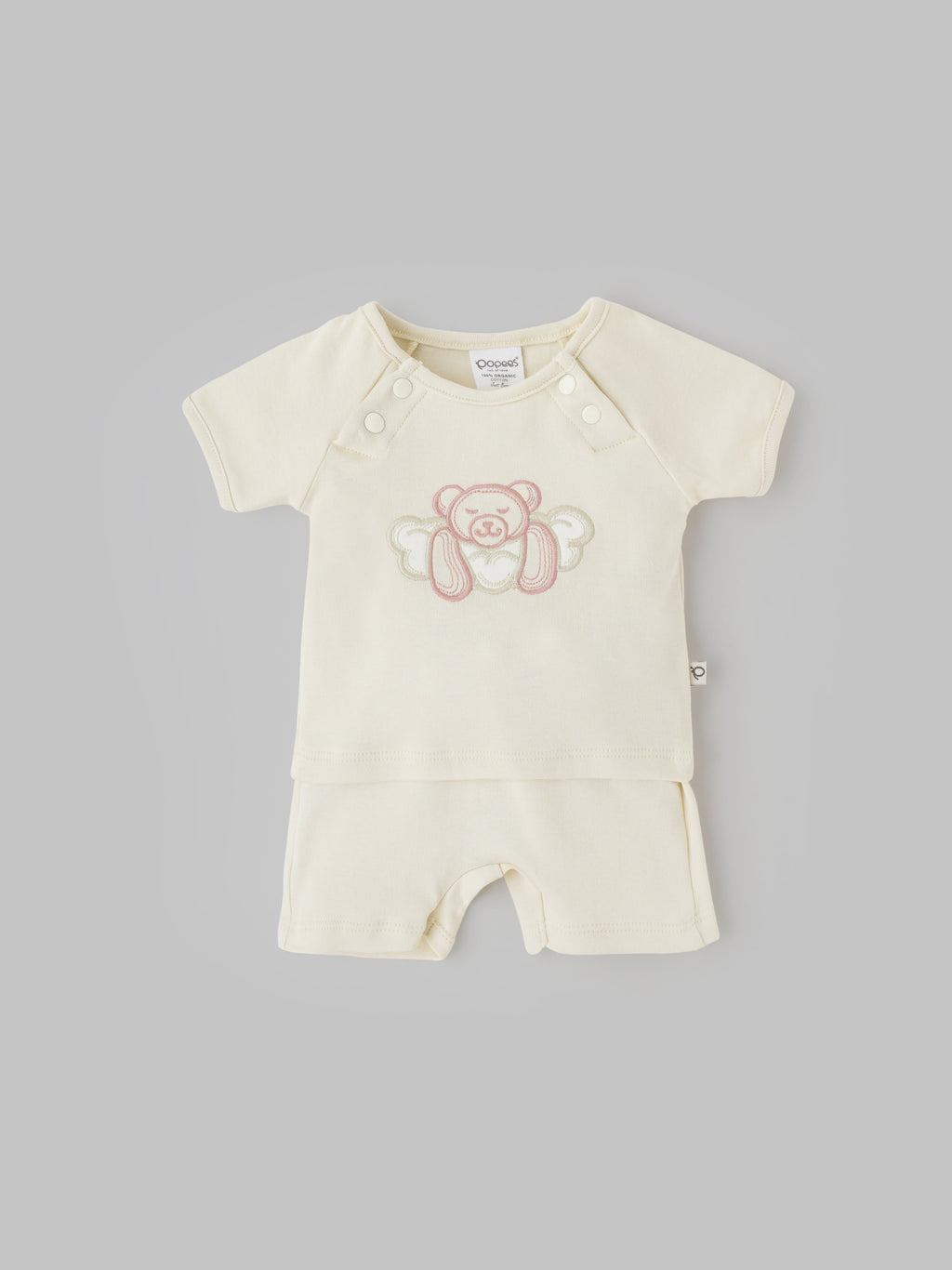 Popees Unisex Cotton Baby Coordinated Set with Adorable Teddy Bear Embroidery (0-9 Months)for Babies