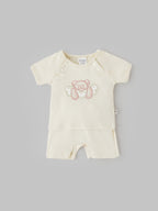 Popees Unisex Cotton Baby Coordinated Set with Adorable Teddy Bear Embroidery (0-9 Months)for Babies