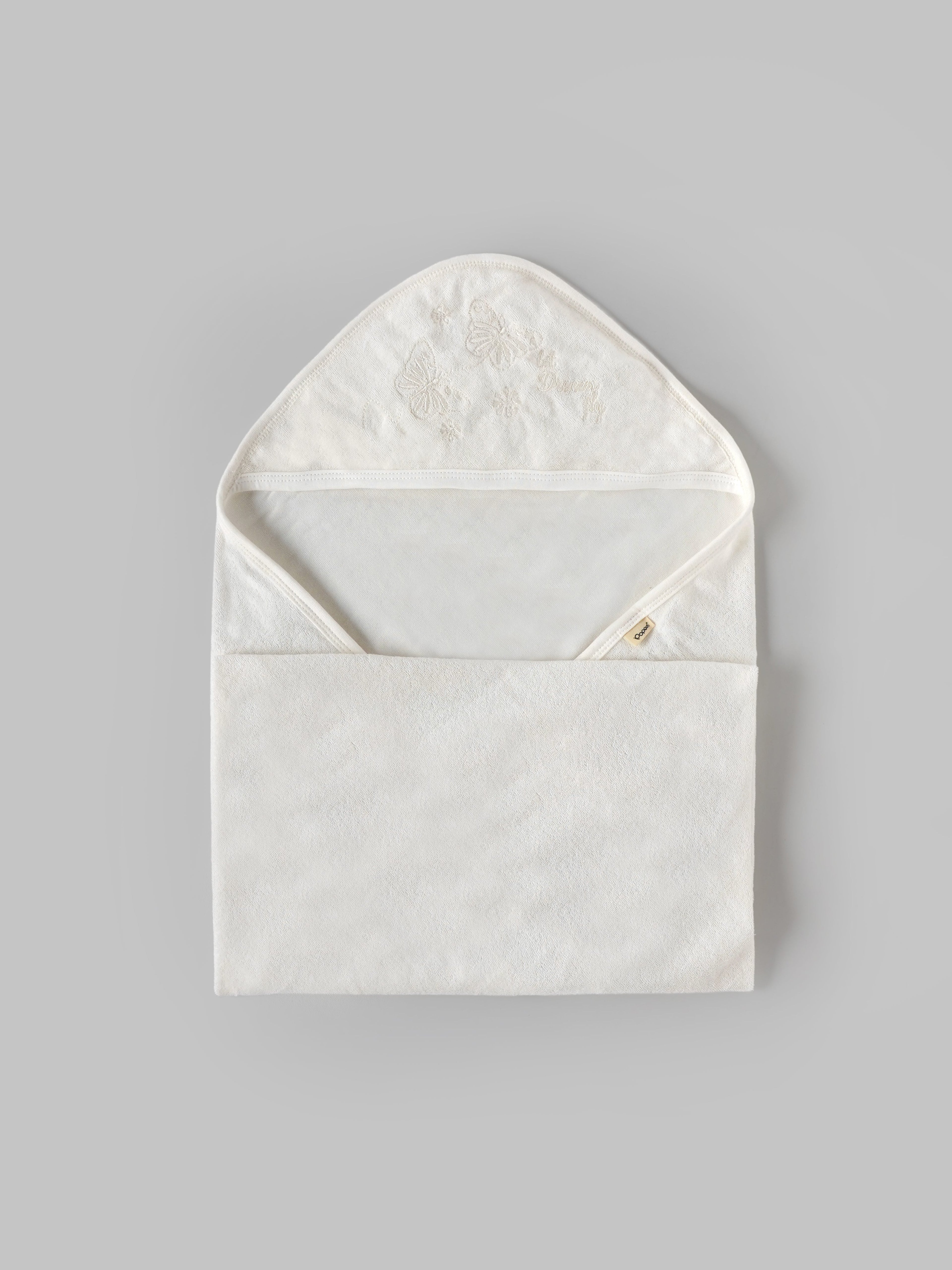 Popeesopees Soft Cotton Hooded Baby Towel with Embroidery for Newborns