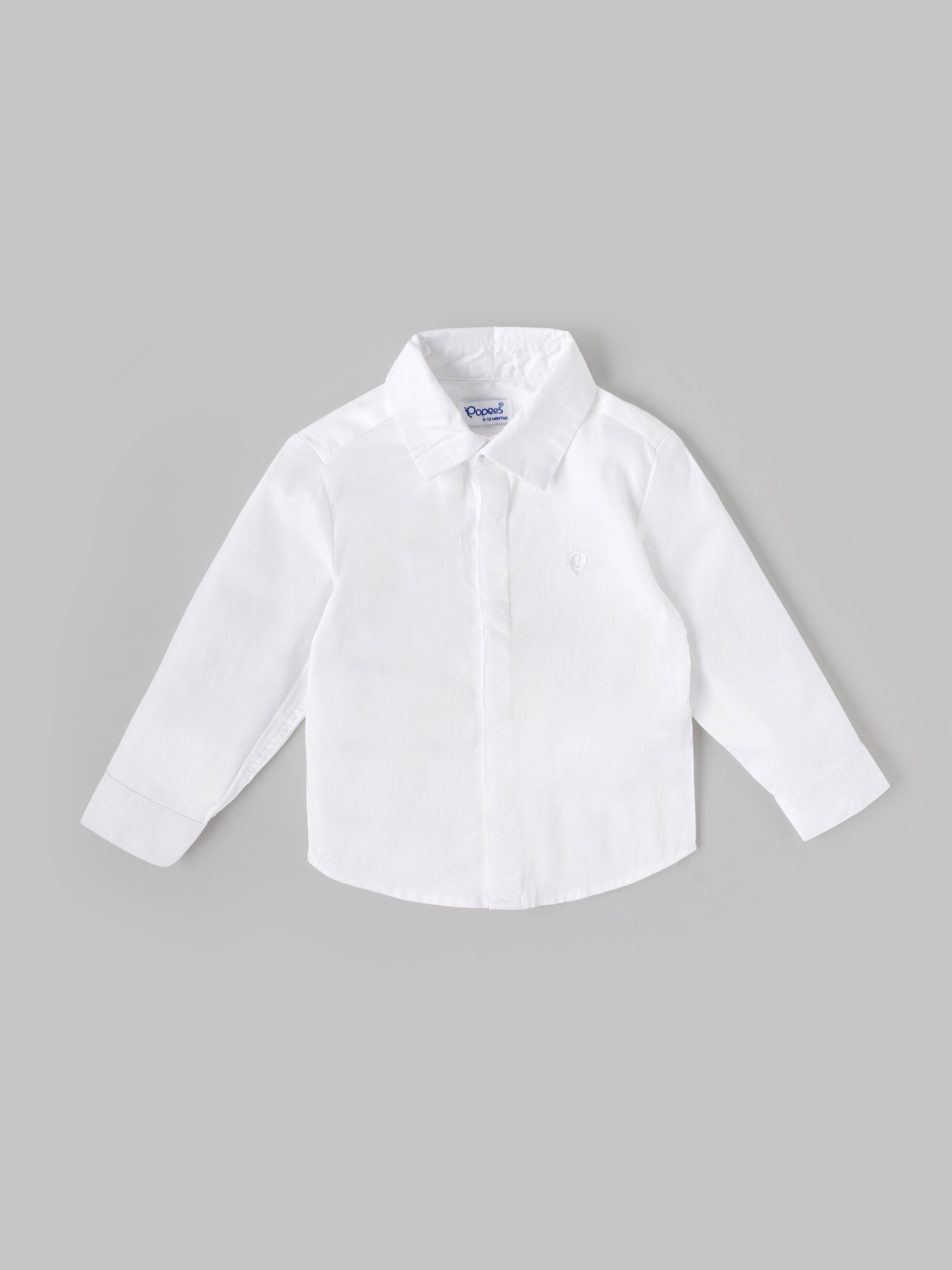 Popees Baby Boys White Full Sleeve Formal Shirt| 9 Months to 4 Years