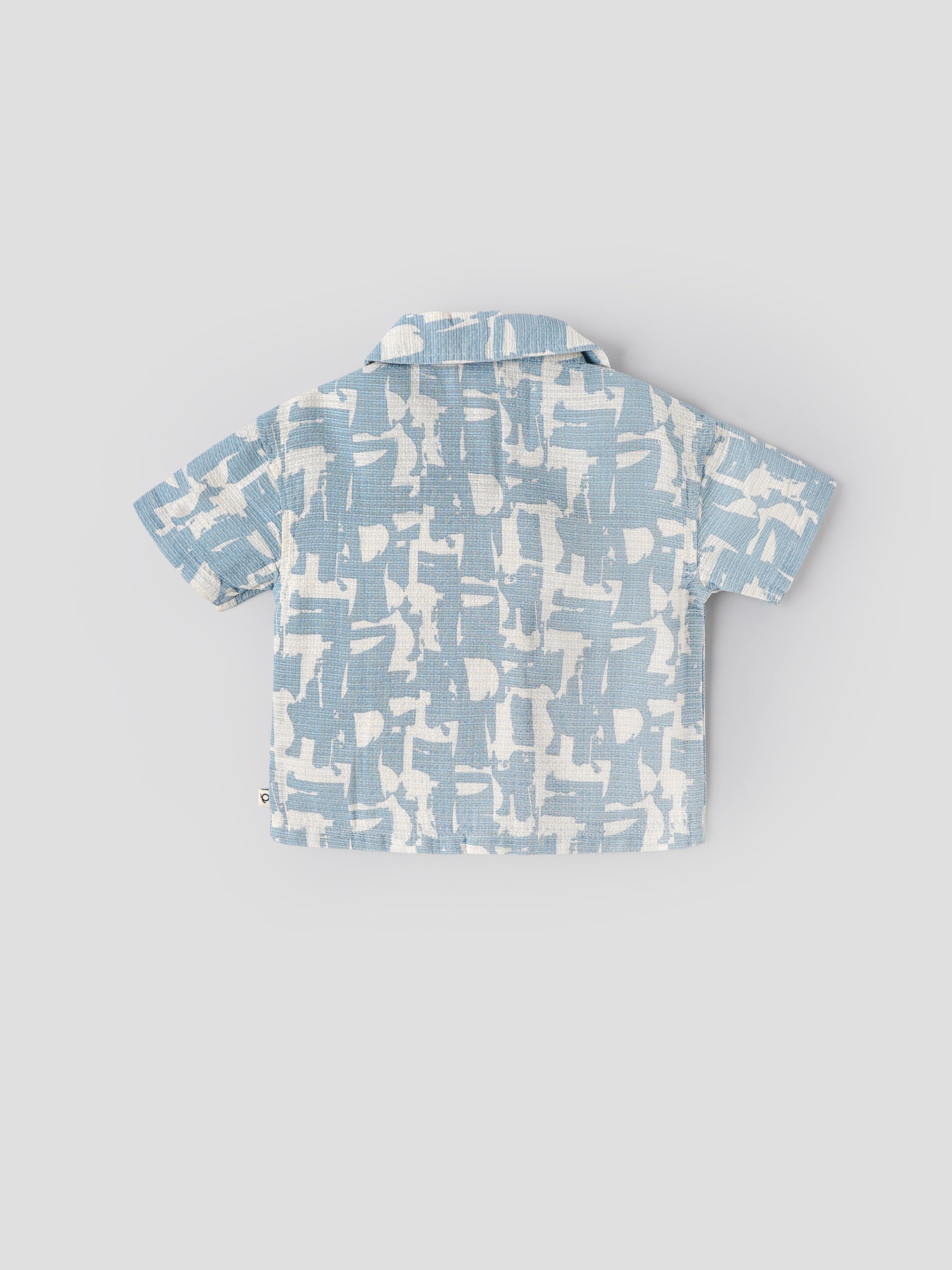 Popees Baby Boys Cotton Printed Shirt| Blue & White| 9 Months To 4 Years