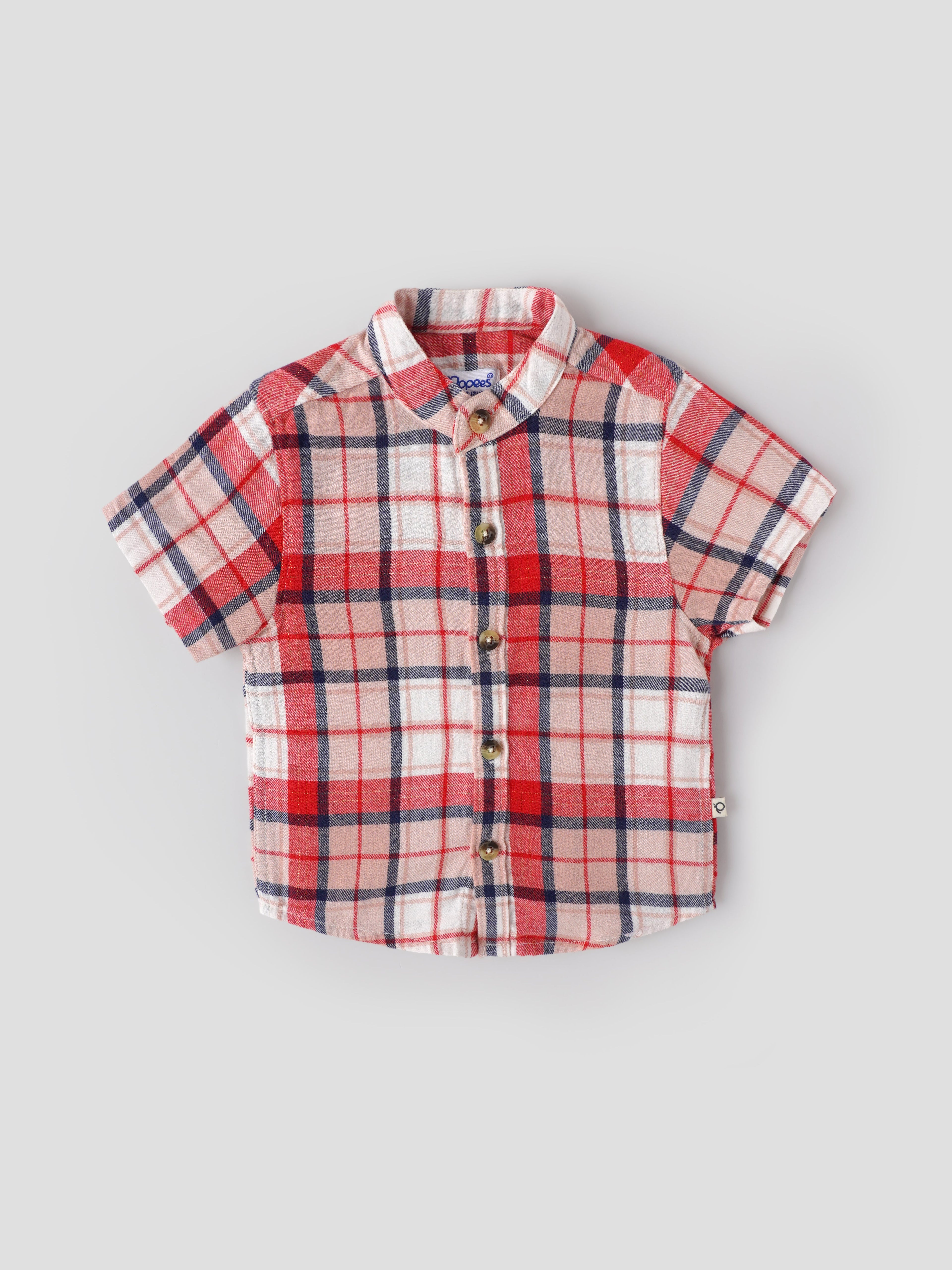 Popees Baby Boys Checked Cotton Shirt |Collared Button-Down| 9M to 4Y