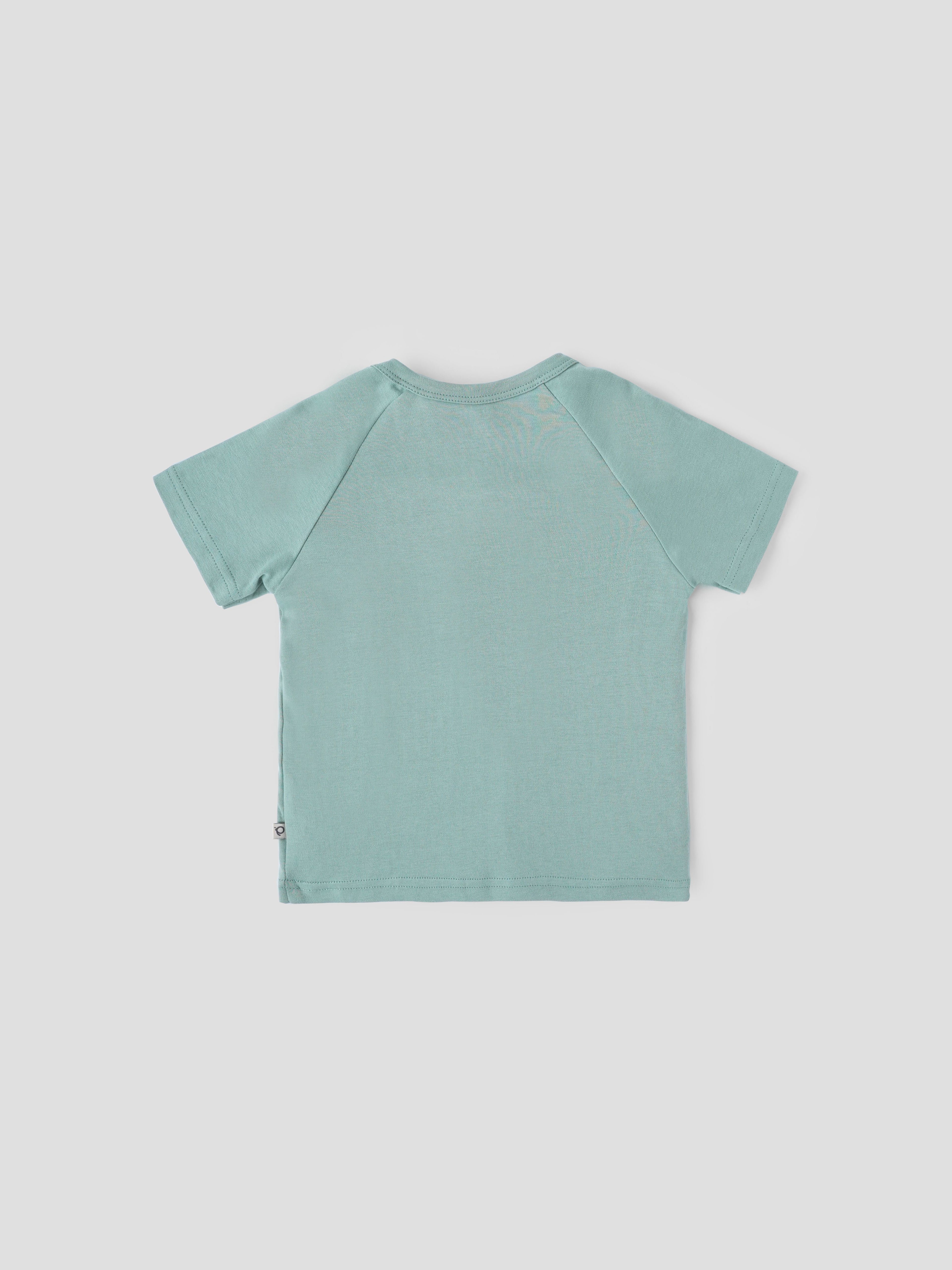 Popees Baby Boys Short Sleeve Cotton T Shirt| Mint Green| 9 Months to 4 Years