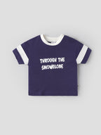 Popees Baby Boys Printed T-Shirt| Purple with Contrast Sleeve| 9 Months To 4 Years