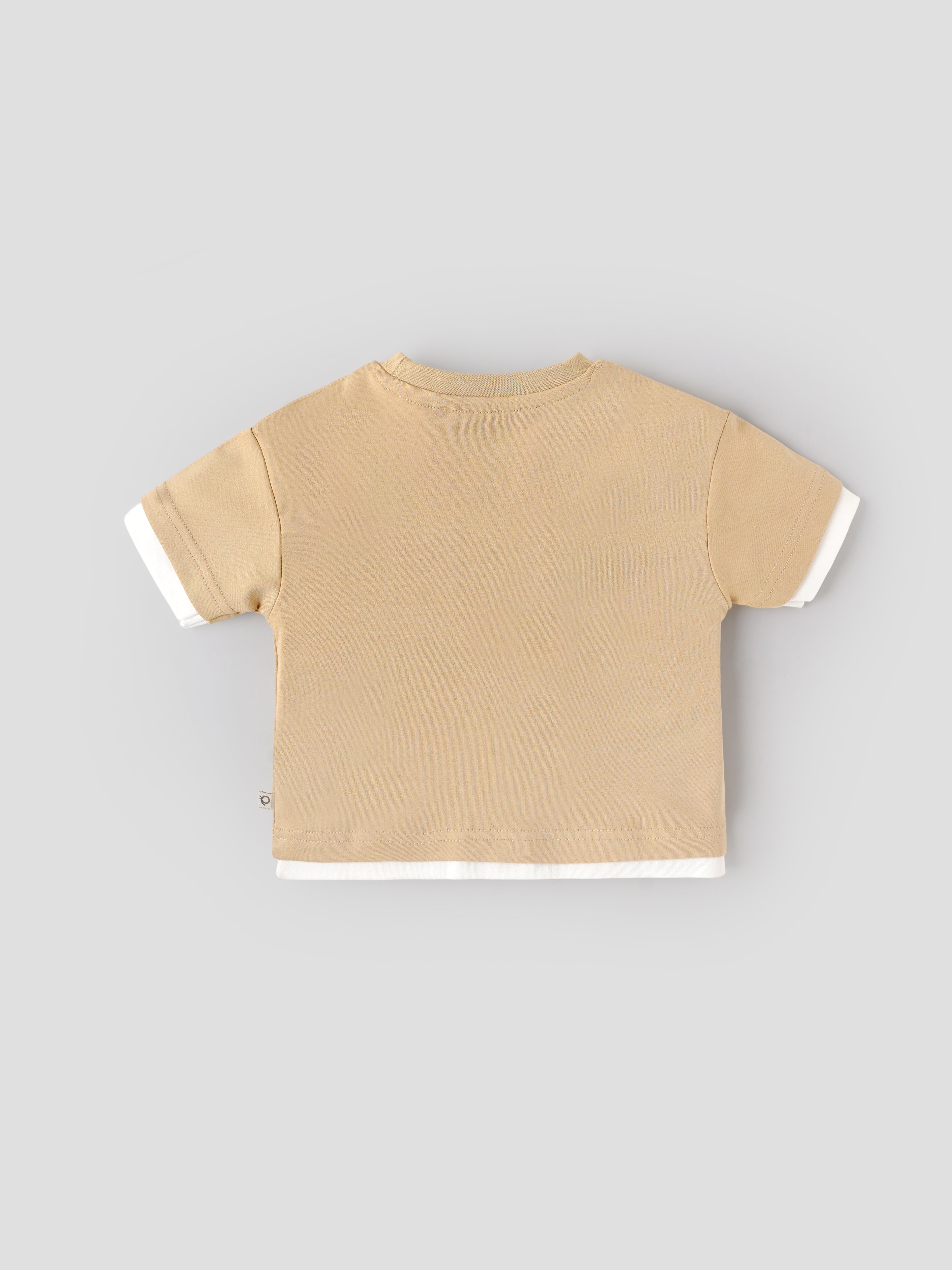 Popees Baby Boys Printed Pocket T-Shirt| Beige| 9 Months To 4 Years