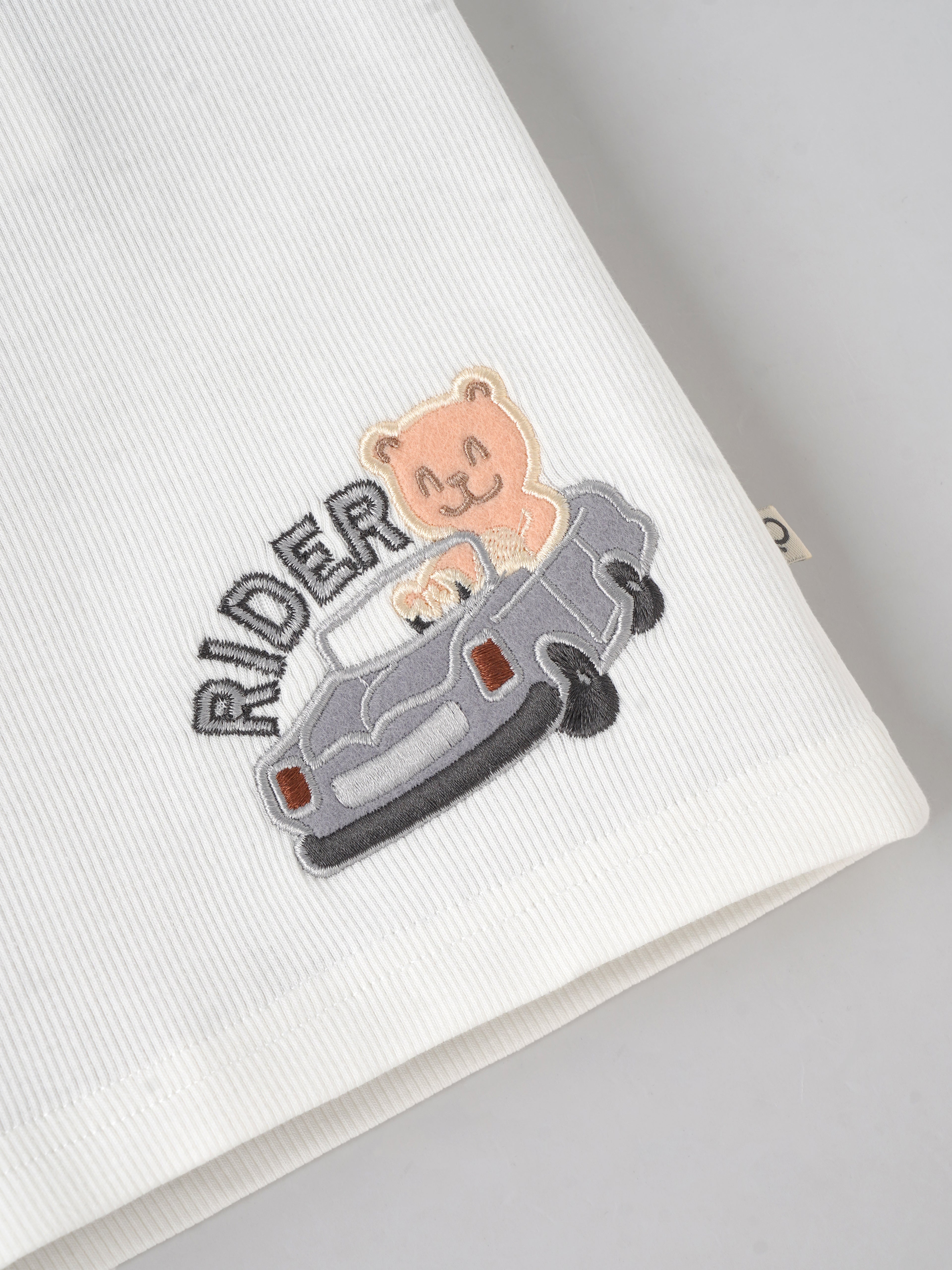 Popees Baby Boys Ribbed Henley T-Shirt with Embroidery| White| 9 Months To 4 Years