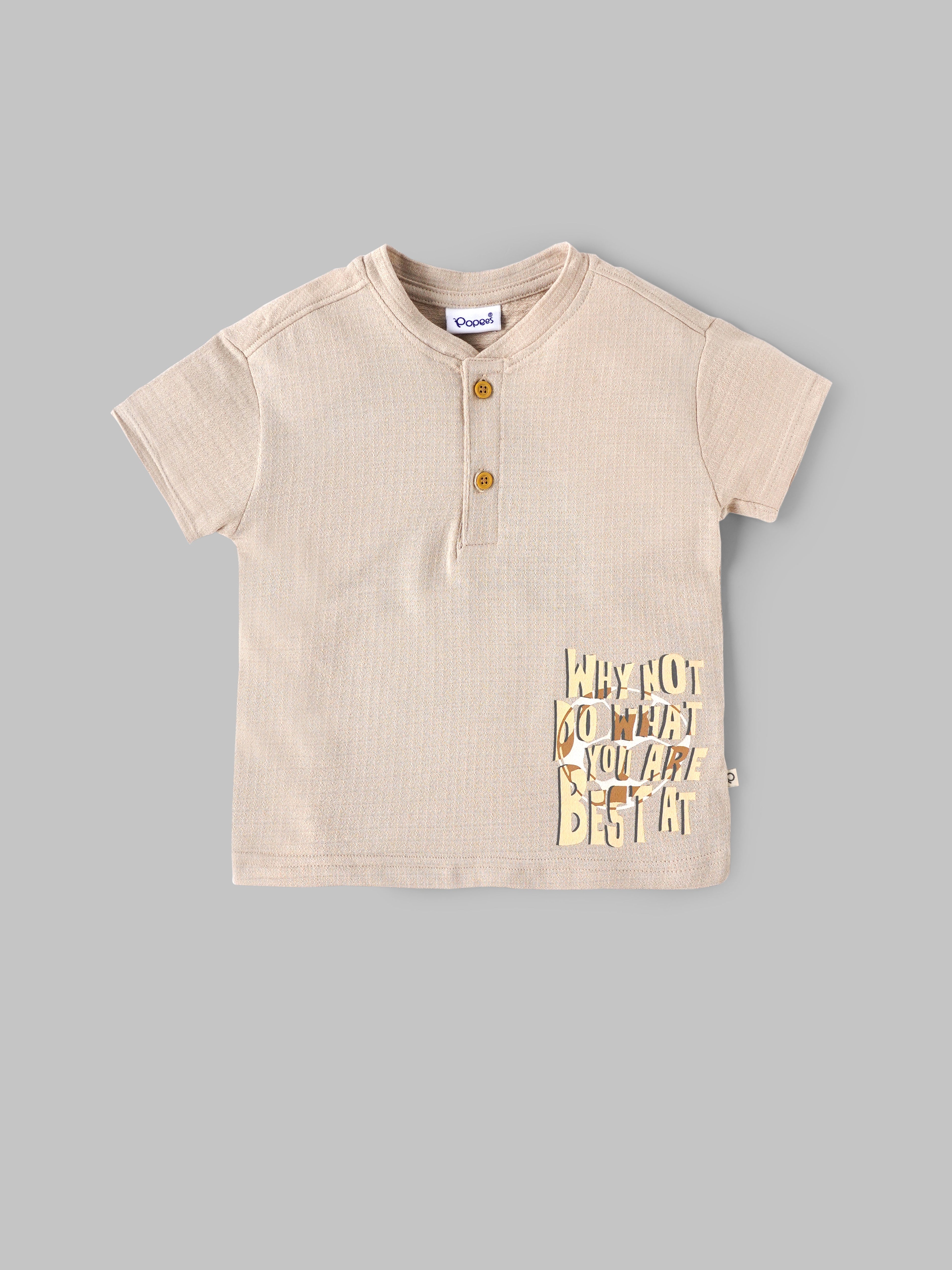 Popees Baby Boys Cotton T-Shirt, Short Sleeve Graphic Printed Casual Top |9 Months to 4 Years