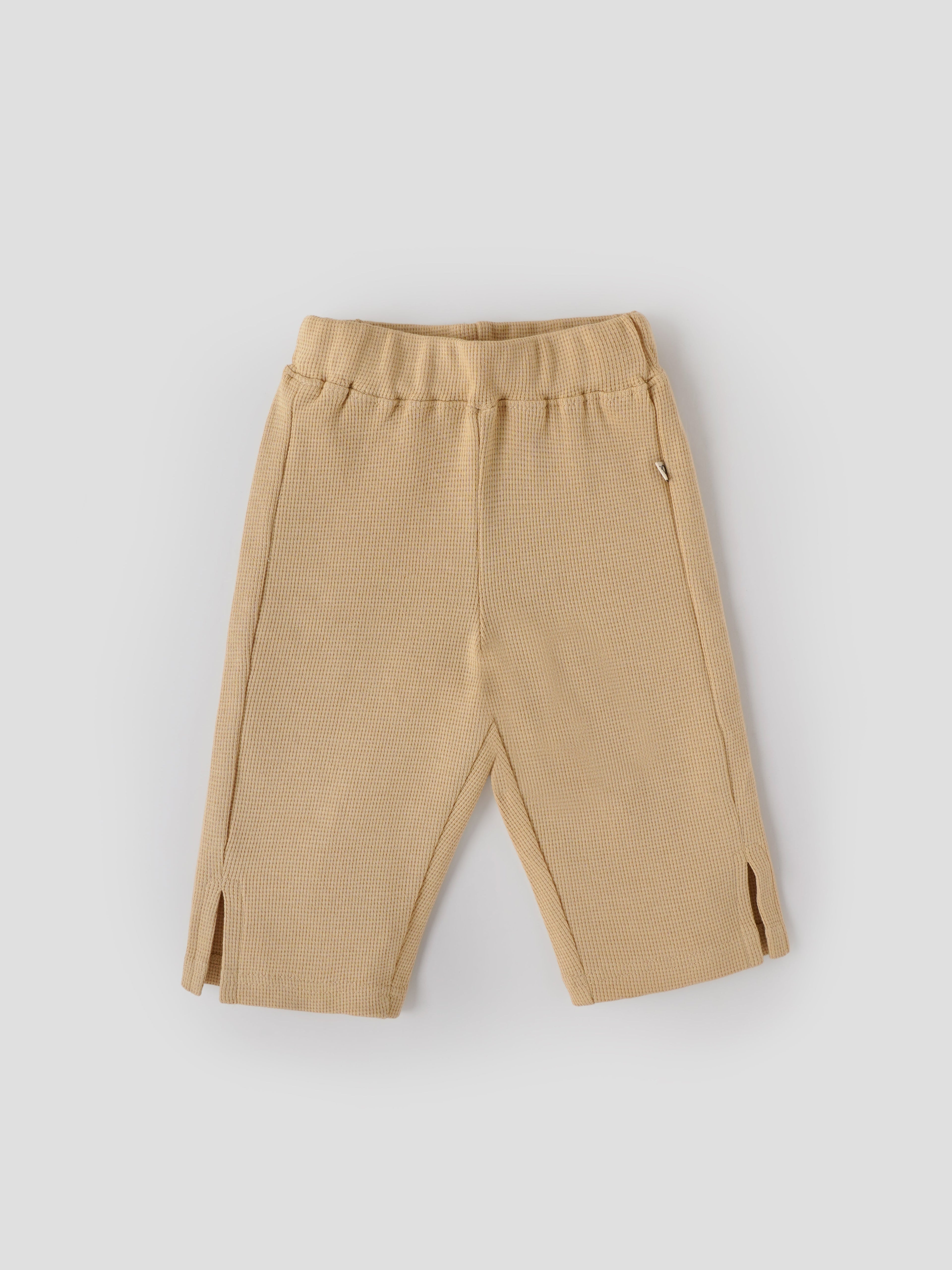 Popees Baby Girls Waffle Knit Pants with Elastic Waist |Soft Cotton Casual Wear |9 Months - 4 Years