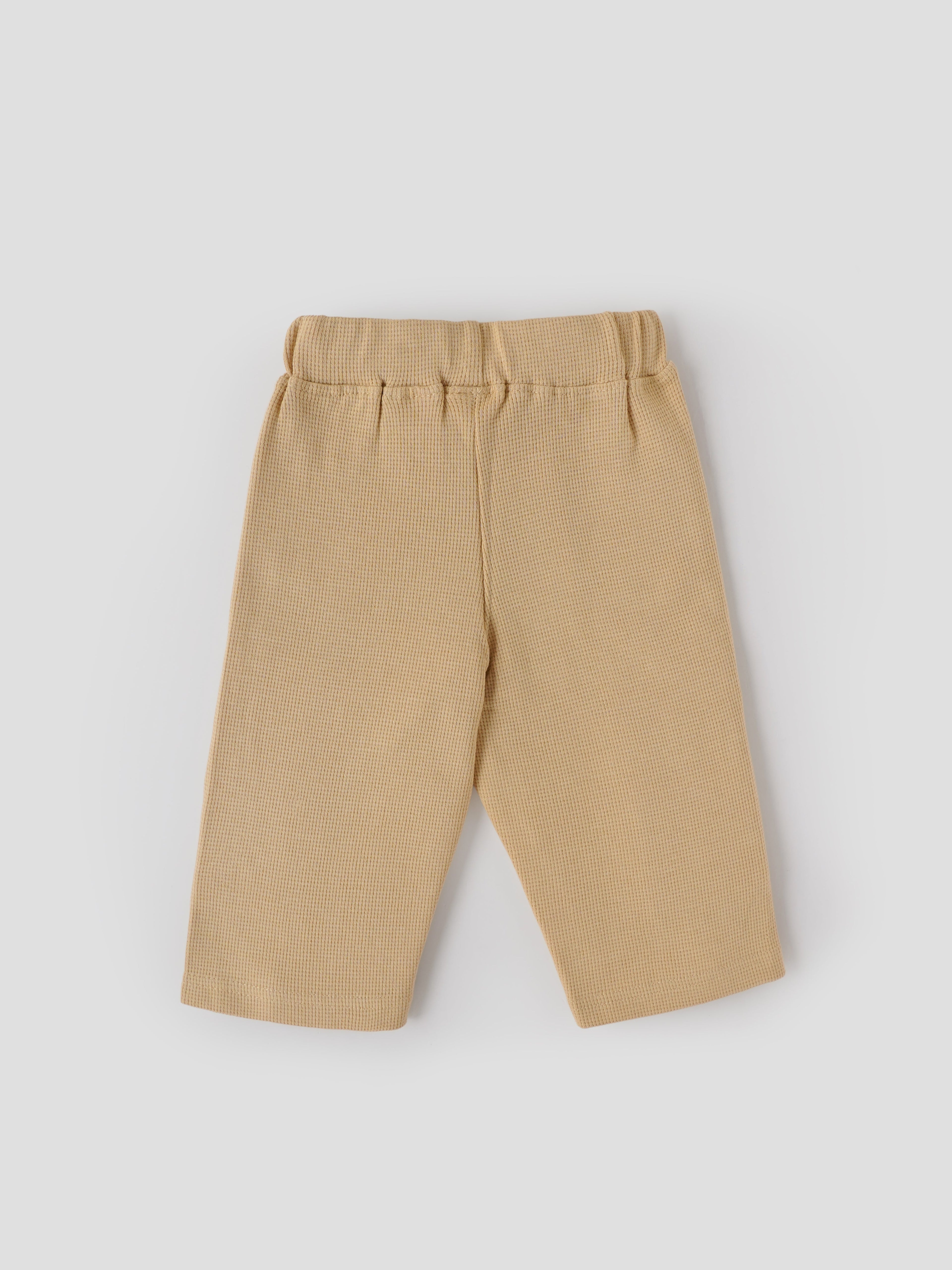 Popees Baby Girls Waffle Knit Pants with Elastic Waist |Soft Cotton Casual Wear |9 Months - 4 Years