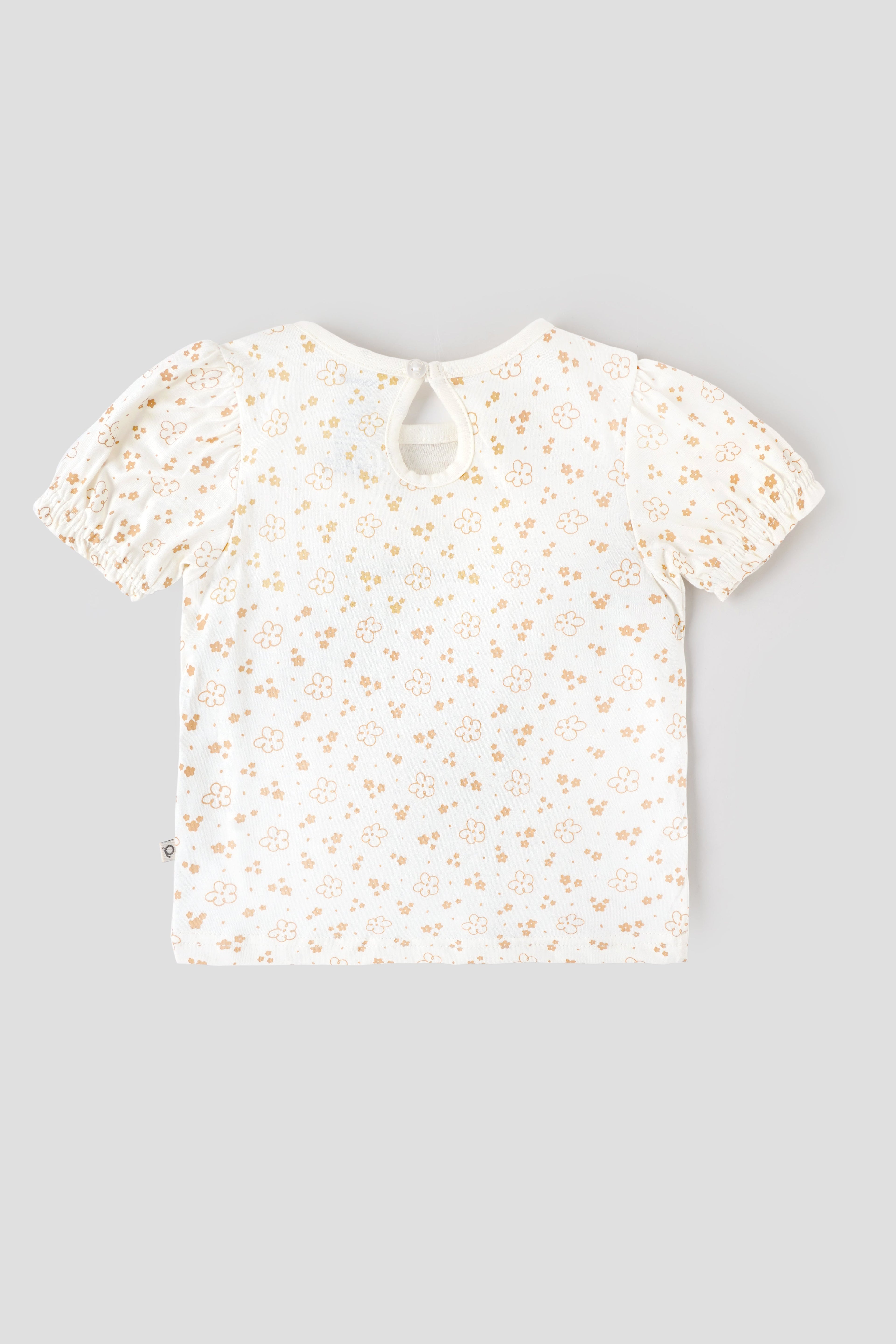 Popees Baby Girls Cotton Floral Printed Puff Sleeve Top| Soft Breathable Casual Wear (1–6 Years)