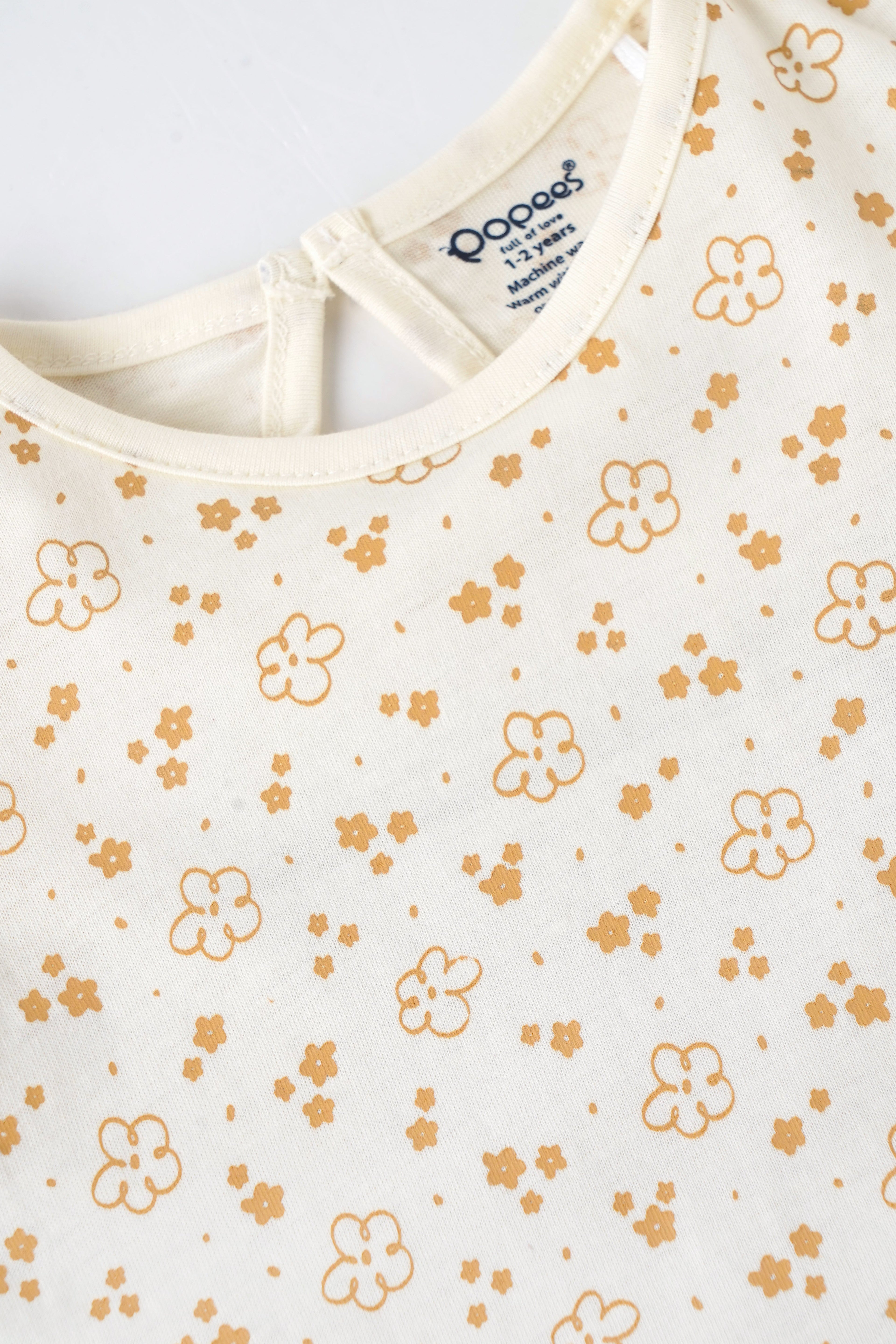 Popees Baby Girls Cotton Floral Printed Puff Sleeve Top| Soft Breathable Casual Wear (1–6 Years)